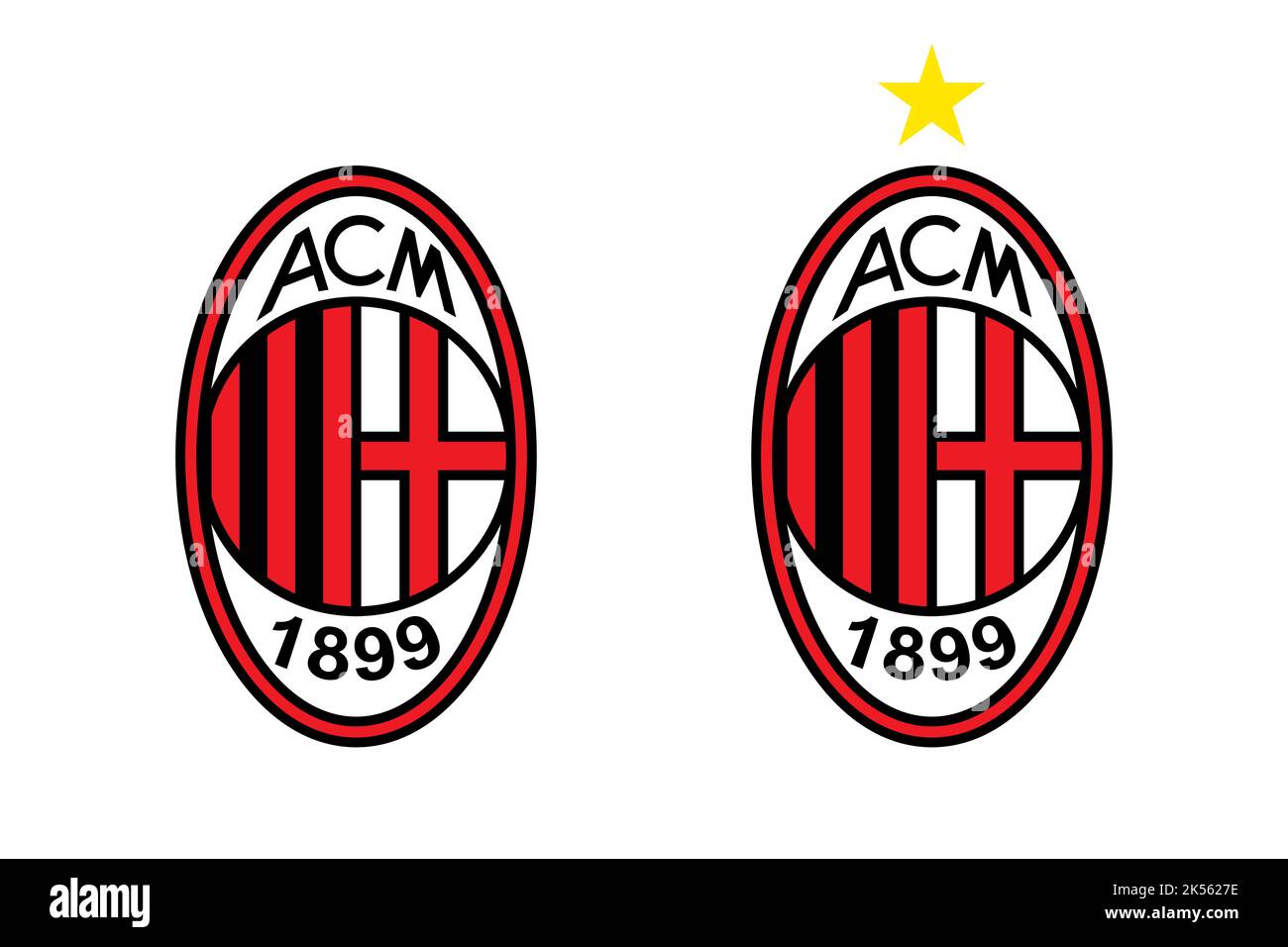 Vinnitsa, Ukraine - 04. Oktober 2022: Logo des Fußballvereins Mailand italien. Vektorgrafik redaktionelle Illustration Stock Vektor