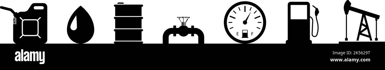 Öl Gas Kraftstoff Icon Set einfaches Design Stock Vektor