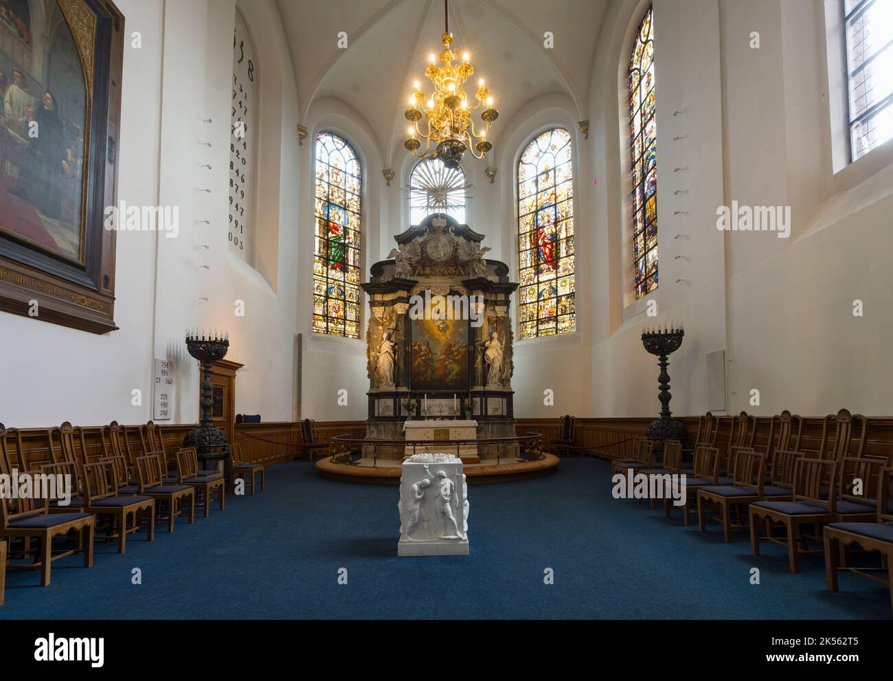 Kopenhagen, Dänemark. Oktober 2022. Innenansicht der Heilig-Geist-Kirche im Stadtzentrum Stockfoto