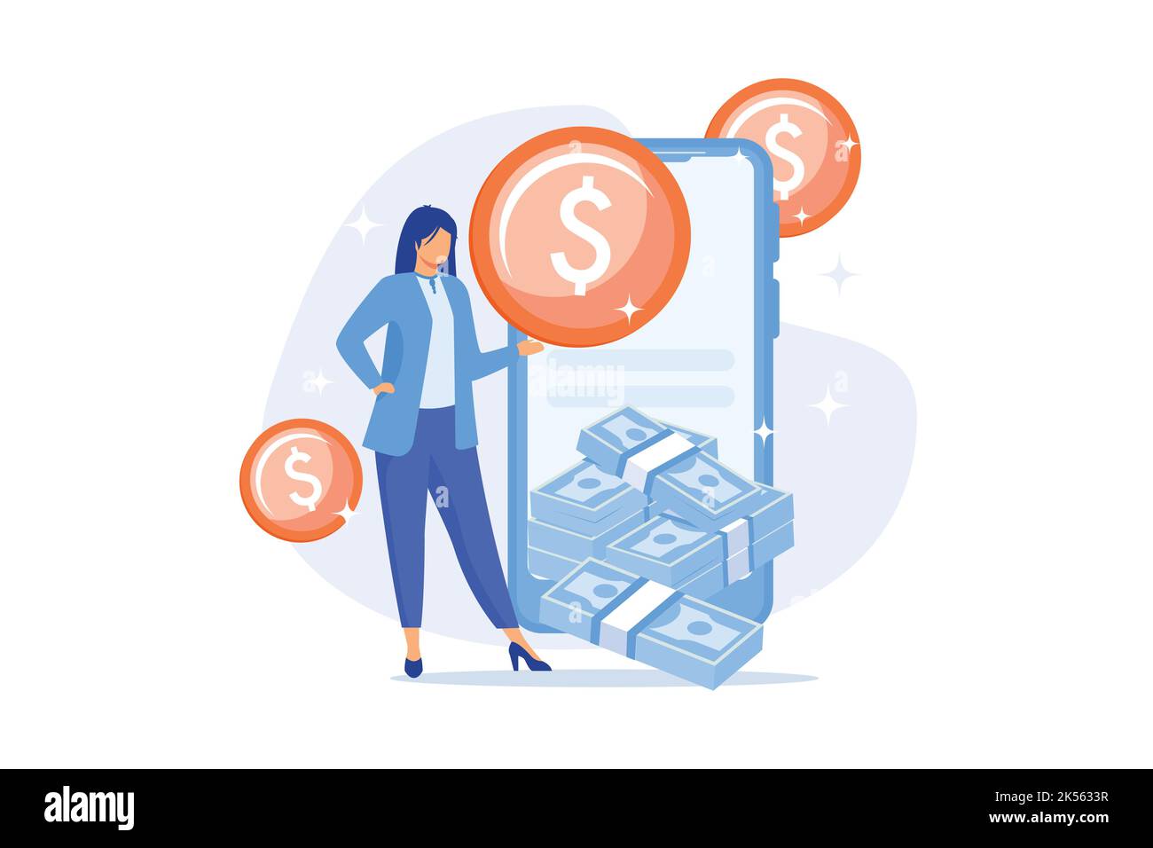 Technologie für Online-Banking. E-Wallet, E-Zahlung, Internet-App. Geld Internet abheben Smartphone-Anwendung. Monetarisierung, E-Commerce-Design-Element. Stock Vektor