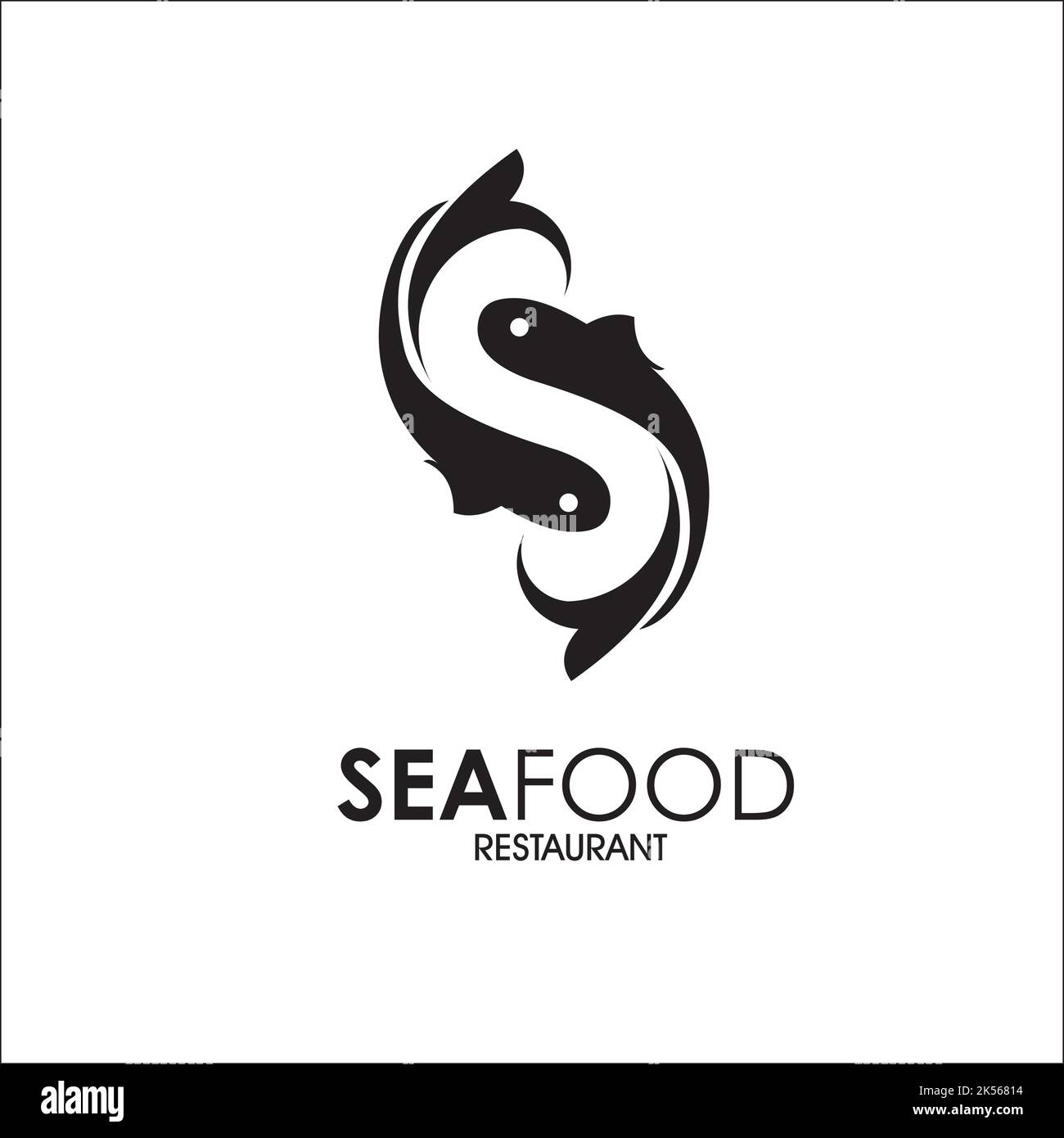 S Initial Seafood Fish Logo exklusive Designinspiration Stock Vektor