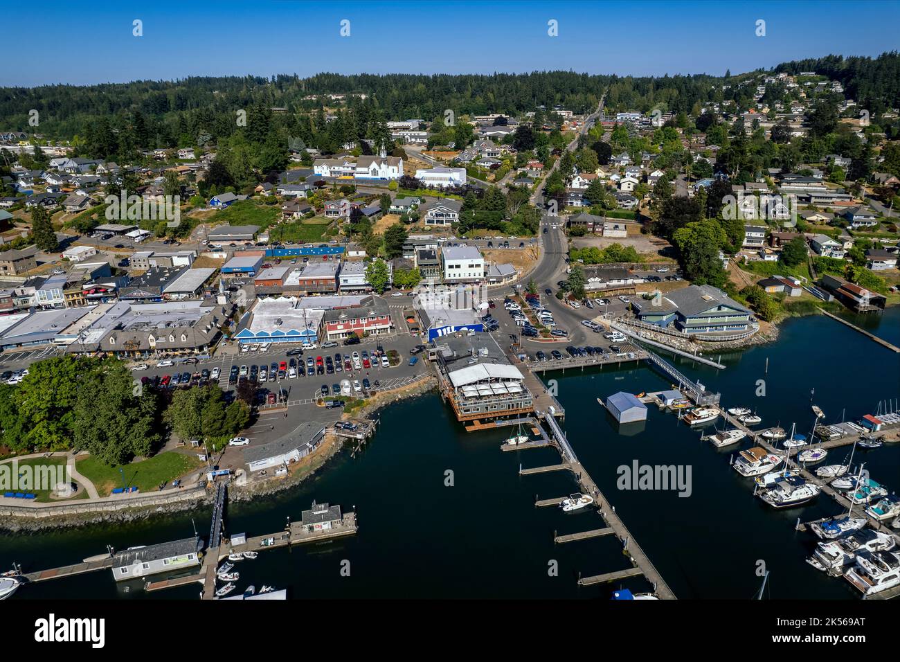 Luftaufnahme von Poulsbo, Kitsap County, Washington, USA Stockfoto
