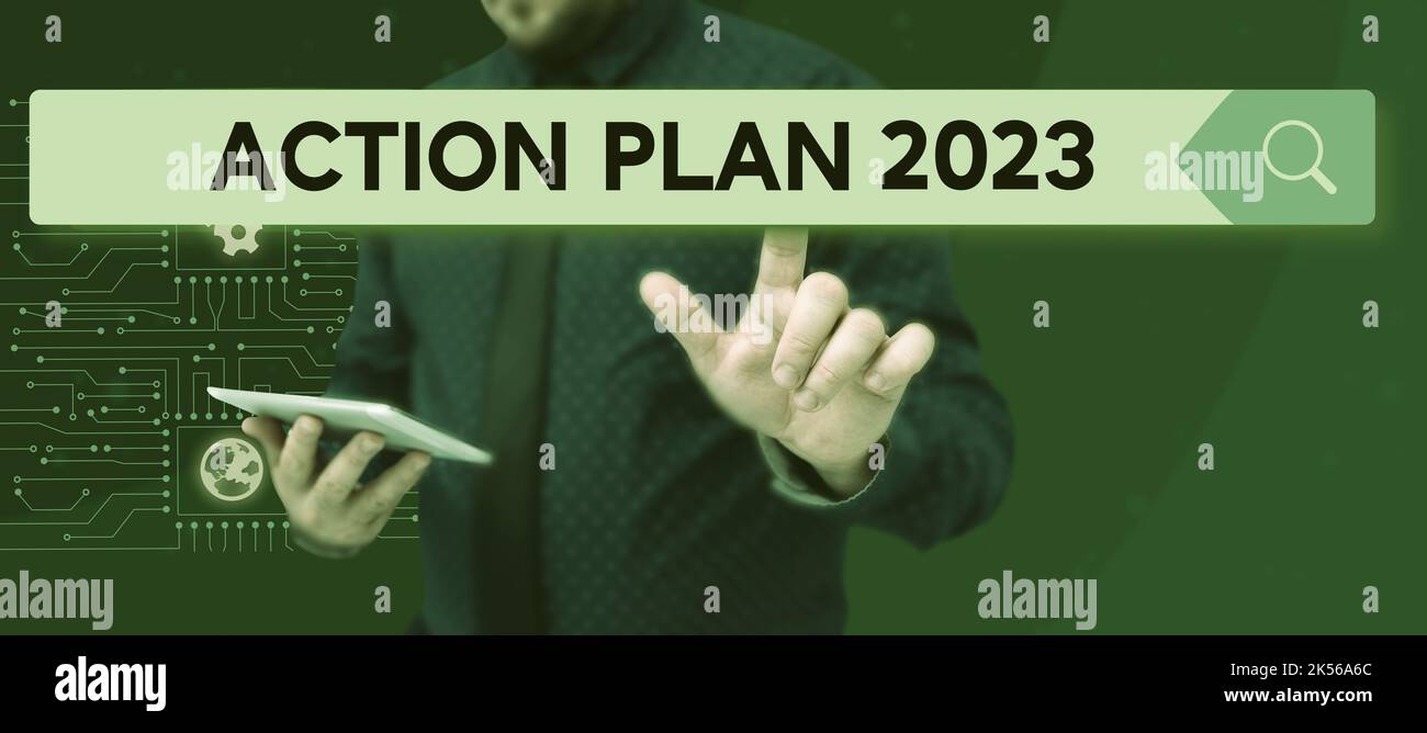 Konzeptunterschrift Aktionsplan 2023, Liste „Business Approach to Do“ enthält eine Reihe von Maßnahmen, die im nächsten Jahr durchgeführt werden sollen Stockfoto