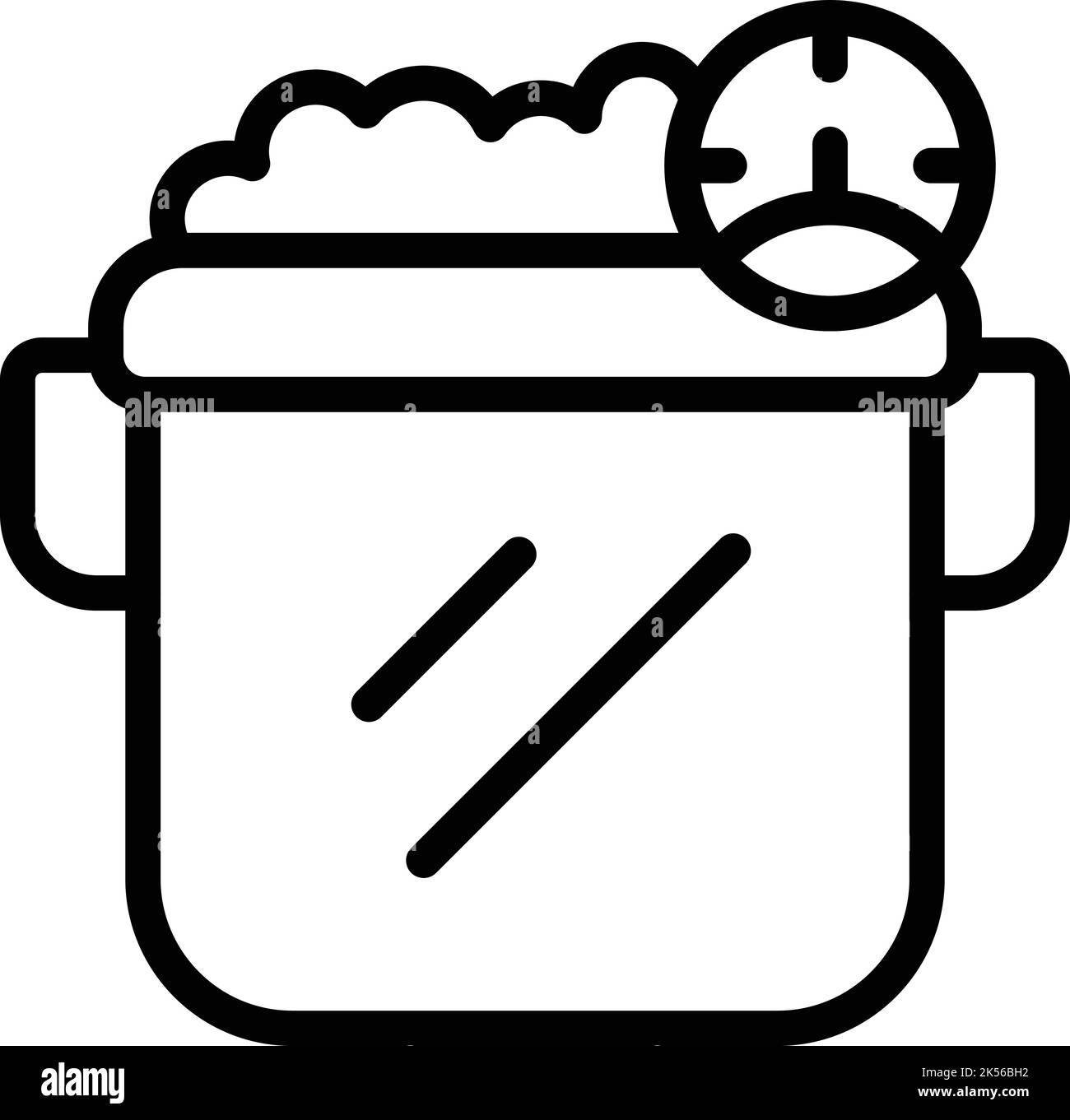 Vektor für die Umrissdarstellung von Kochtöpfen. Rezept buchen. Menü Home Stock Vektor