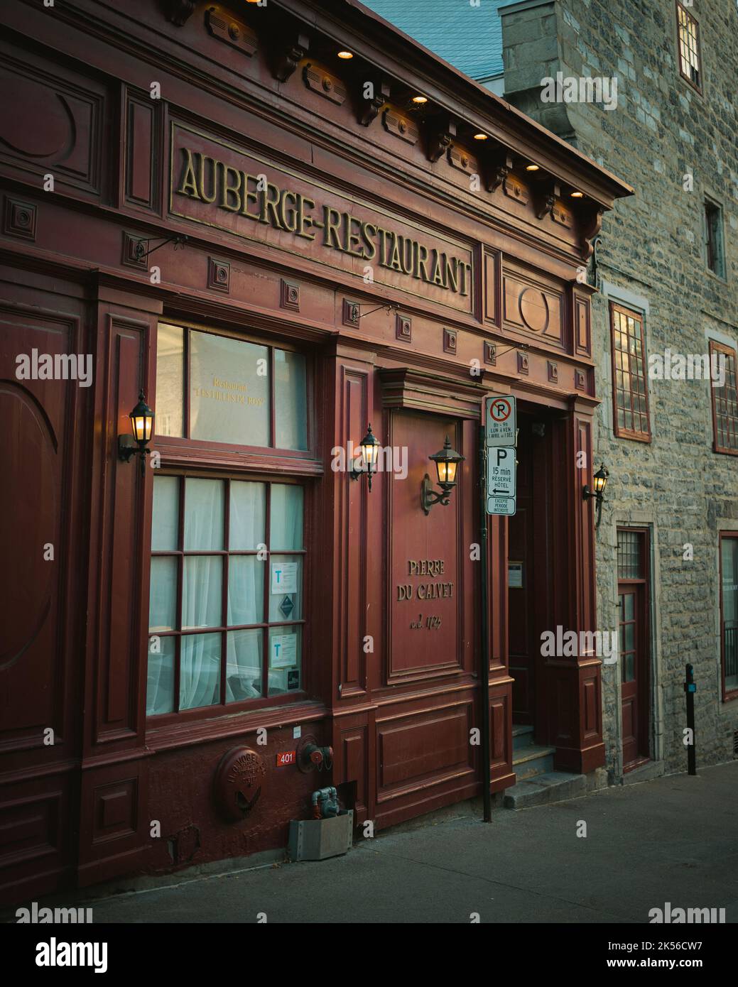 Auberge Le Saint-Gabriel Restaurant vintage Schild, Ville-Marie, Québec, Kanada Stockfoto
