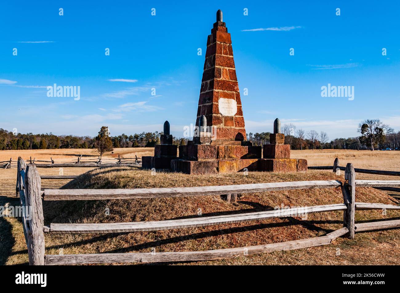 Bull Run Monument auf Henry Hill, Manassas National Battlefield, Virginia USA, Virginia Stockfoto