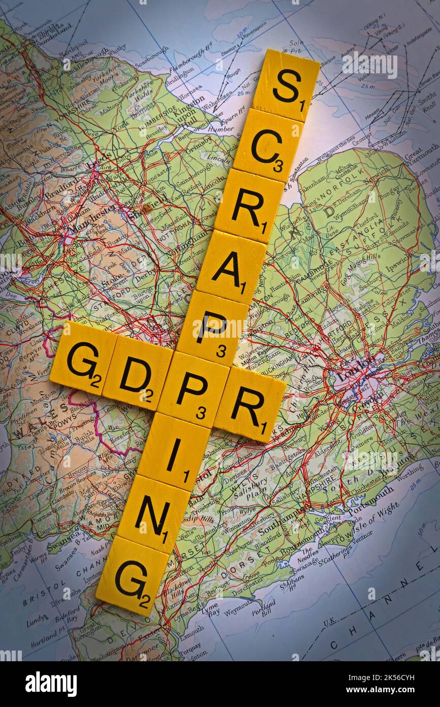 GDPR: Eine neue Richtung, Reaktion der Regierung auf Konsultationen, Verwässerung der britischen Daten- und Datenschutzgesetze, für England, Schottland, Wales und NI Stockfoto