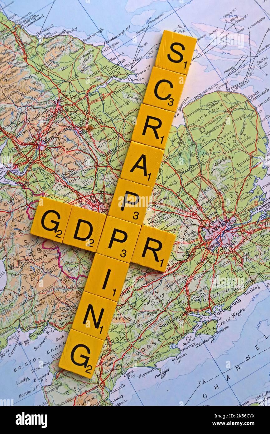 GDPR: Eine neue Richtung, Reaktion der Regierung auf Konsultationen, Verwässerung der britischen Daten- und Datenschutzgesetze, für England, Schottland, Wales und NI Stockfoto