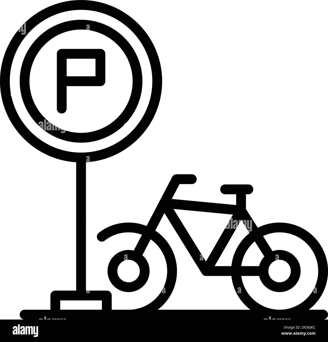 City Bike Parkplatz Symbol Umriss Vektor. Parkzyklus. Ort in der Gegend Stock Vektor