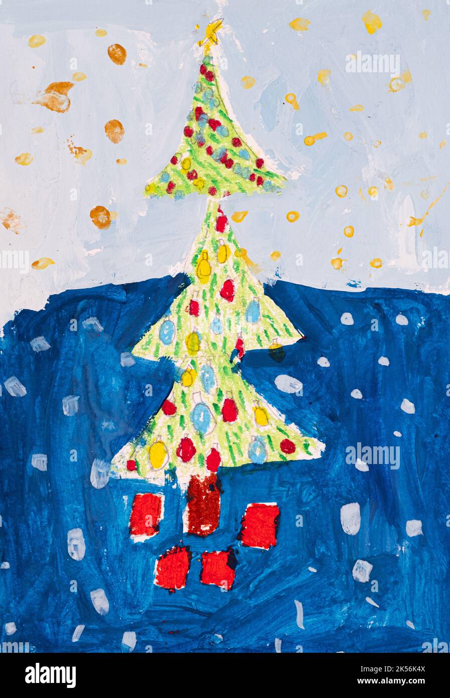 weihnachtskunst Kinder kreativ arbeiten festliche Karte Stockfoto