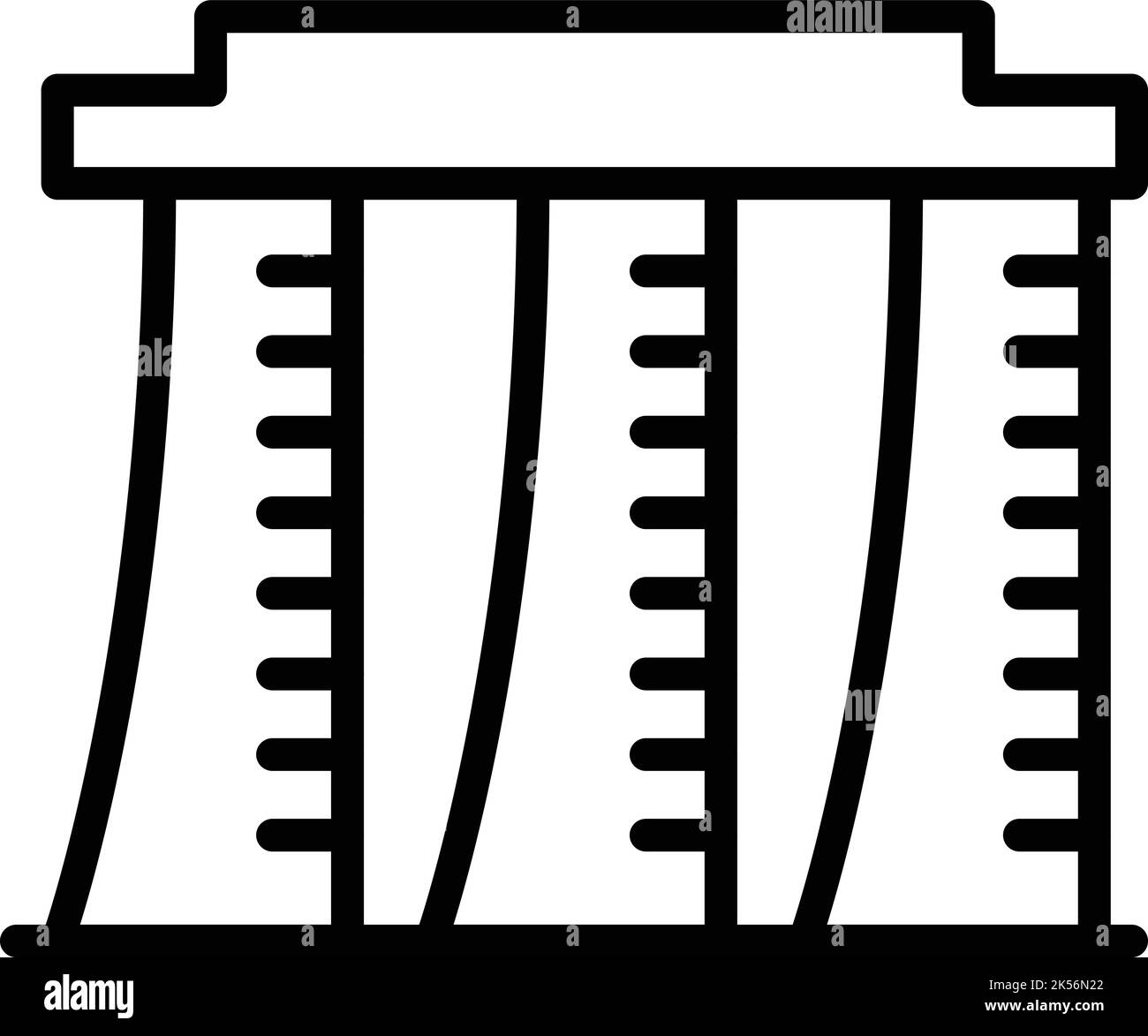 Vektor der Marina Bay-Symbolumrandung. Singapur-Gebäude. Wahrzeichen der Stadt Stock Vektor