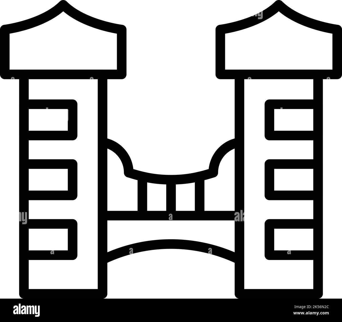 Symbolumrissvektor für die Singapur-Brücke. Skyline der Stadt. Reisen nach Asien Stock Vektor