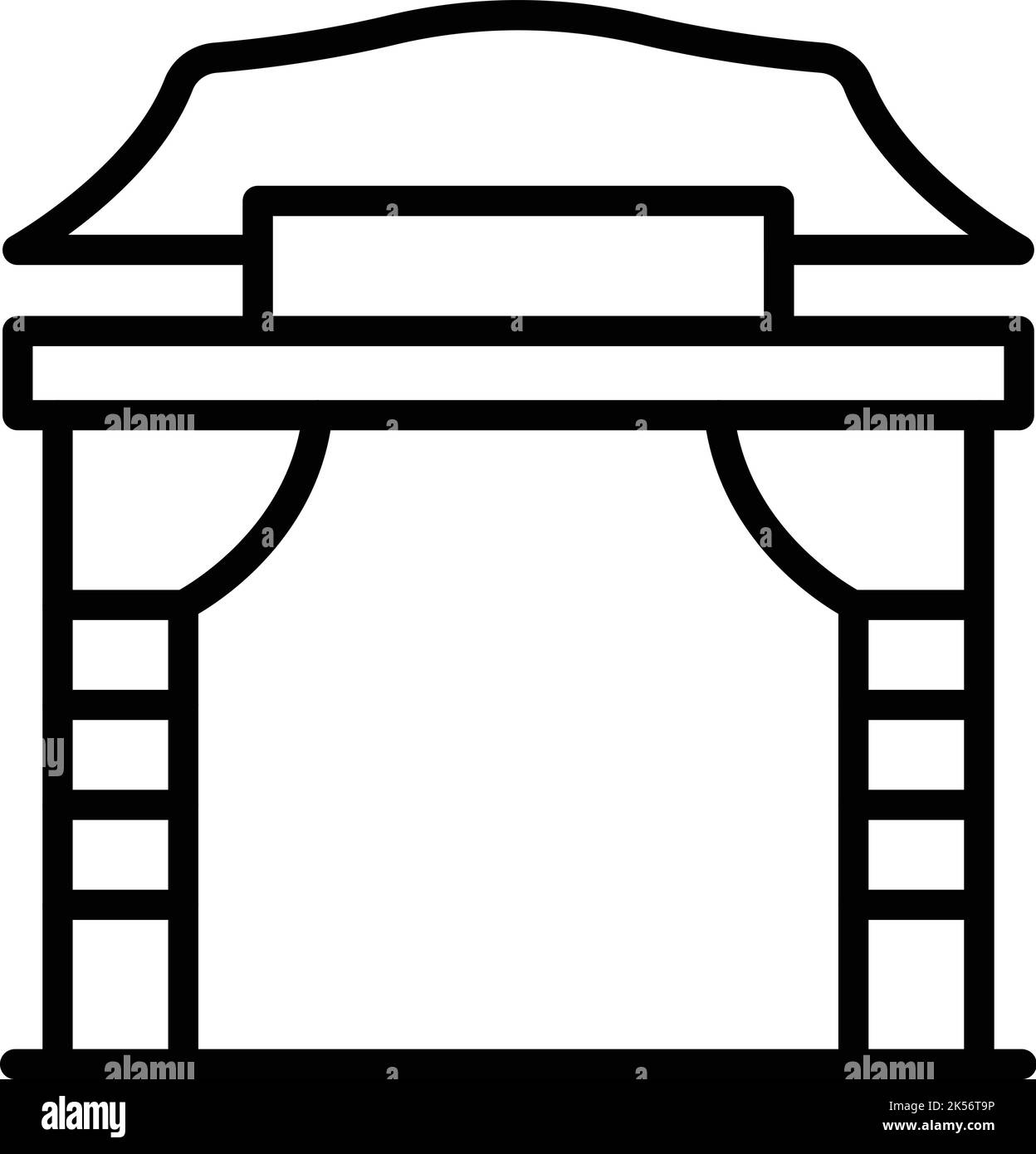 Vektorgrafik für die Kontur des Bogensymbols in Singapur. Wahrzeichen der Stadt. Asiatisches Gebäude Stock Vektor