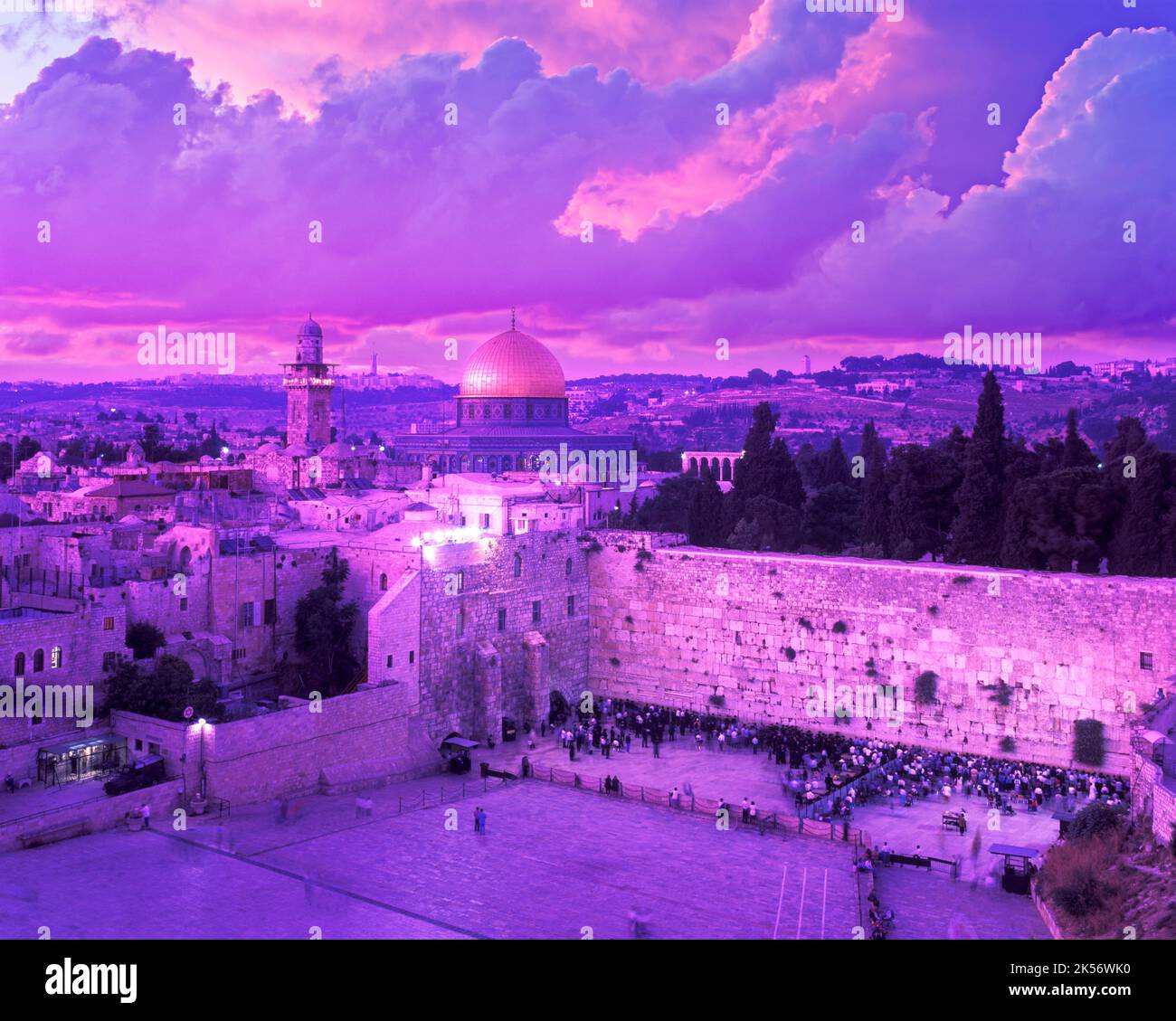 JUDEN BETEN WESTLICHE JAMMERN WAND OMAR MOSCHEE JERUSALEM ISRAEL Stockfoto