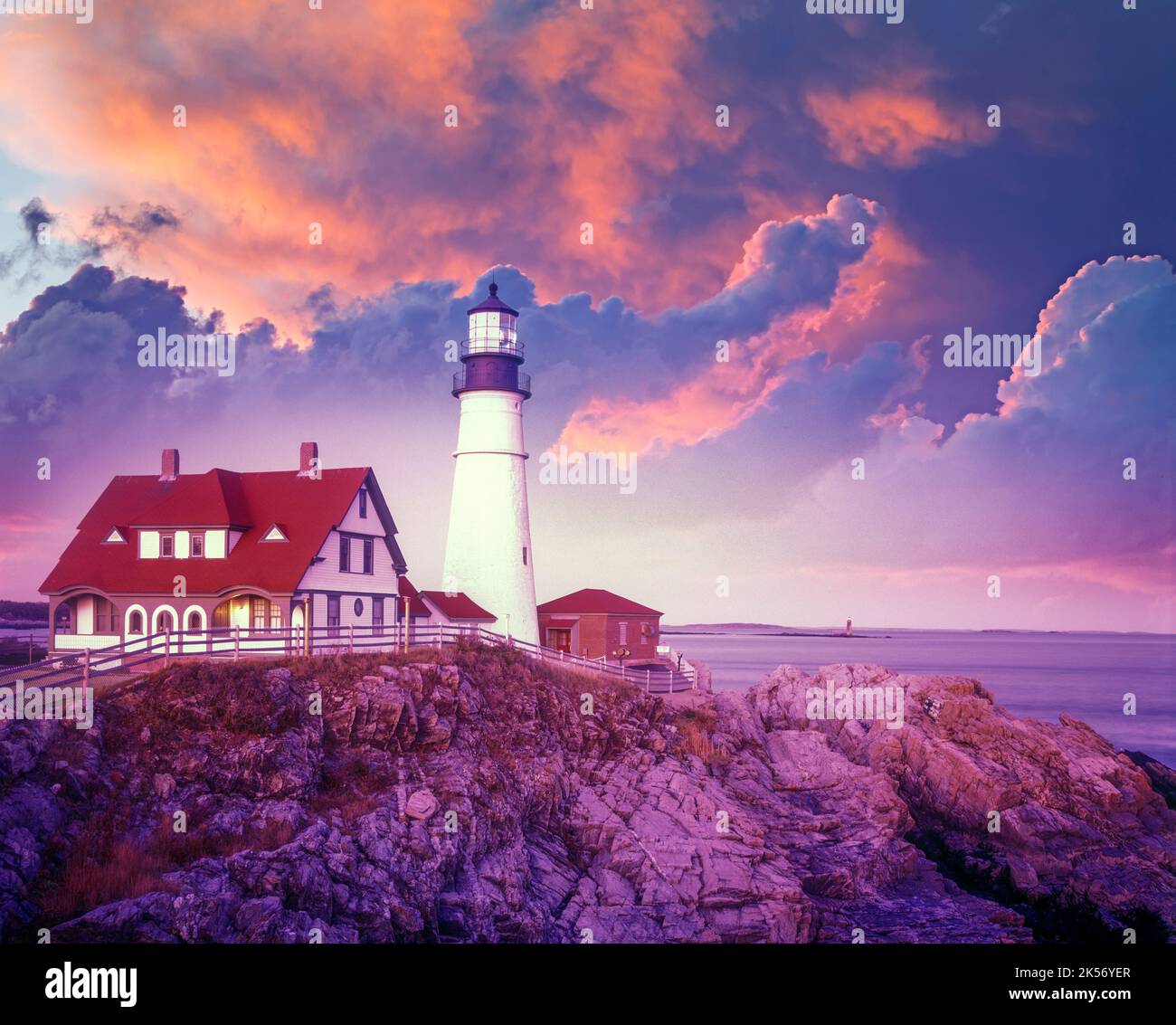 PORTLAND HEAD LEUCHTTURM CAPE ELIZABETH MAINE USA Stockfoto