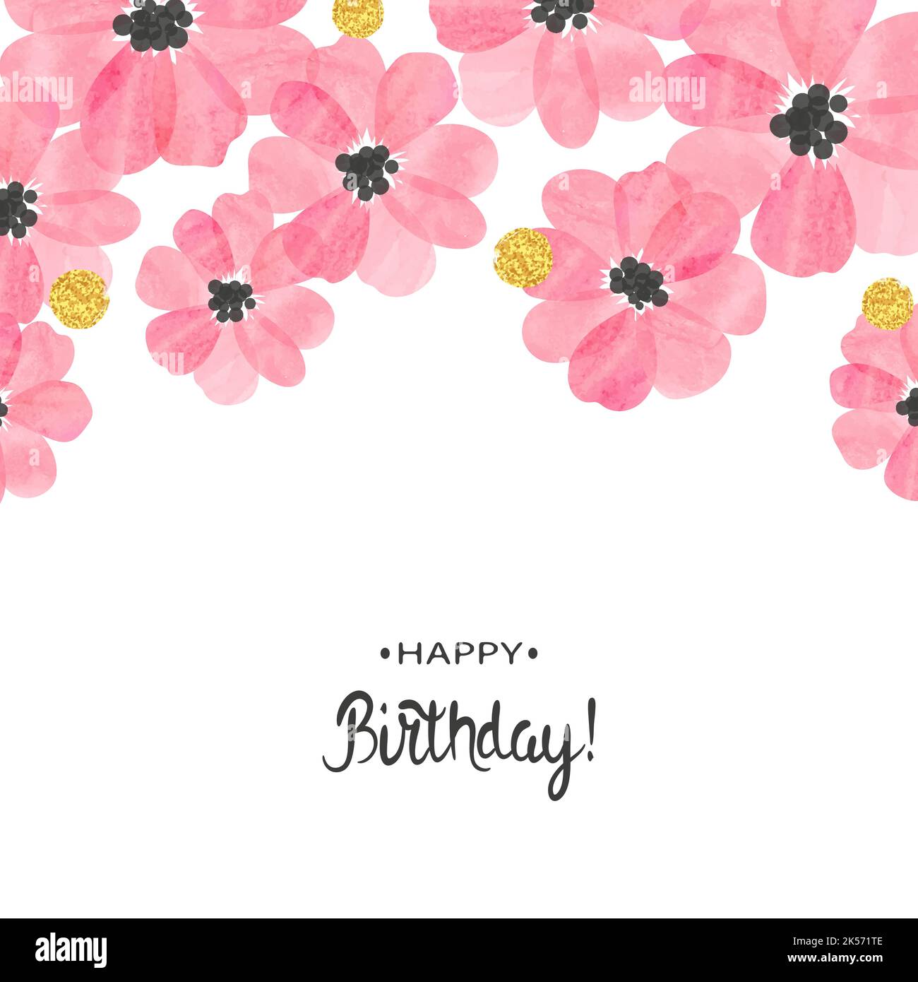 Abstrakter Vektor Feier Hintergrund mit rosa Aquarell Blumen und Ort für Text. Geburtstagskarte Design Stock Vektor