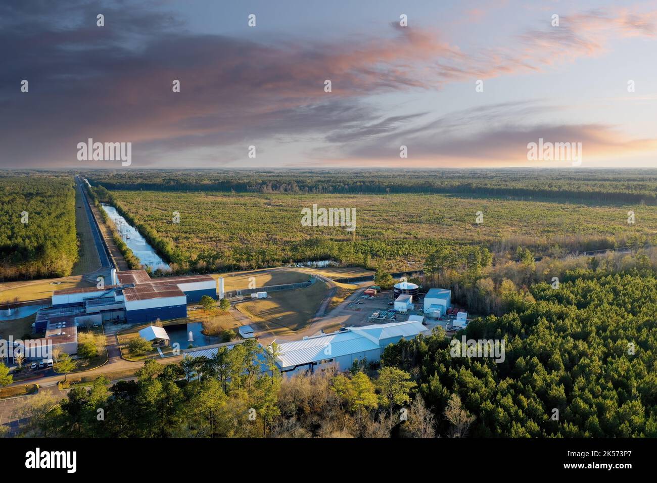 LIVINGSTON, USA - JANUAR 2019: Das Laser Interferometer Gravitational-Wave Observatory (LIGO), ein groß angelegtes physikalisches Experiment und Observatorium zu Stockfoto