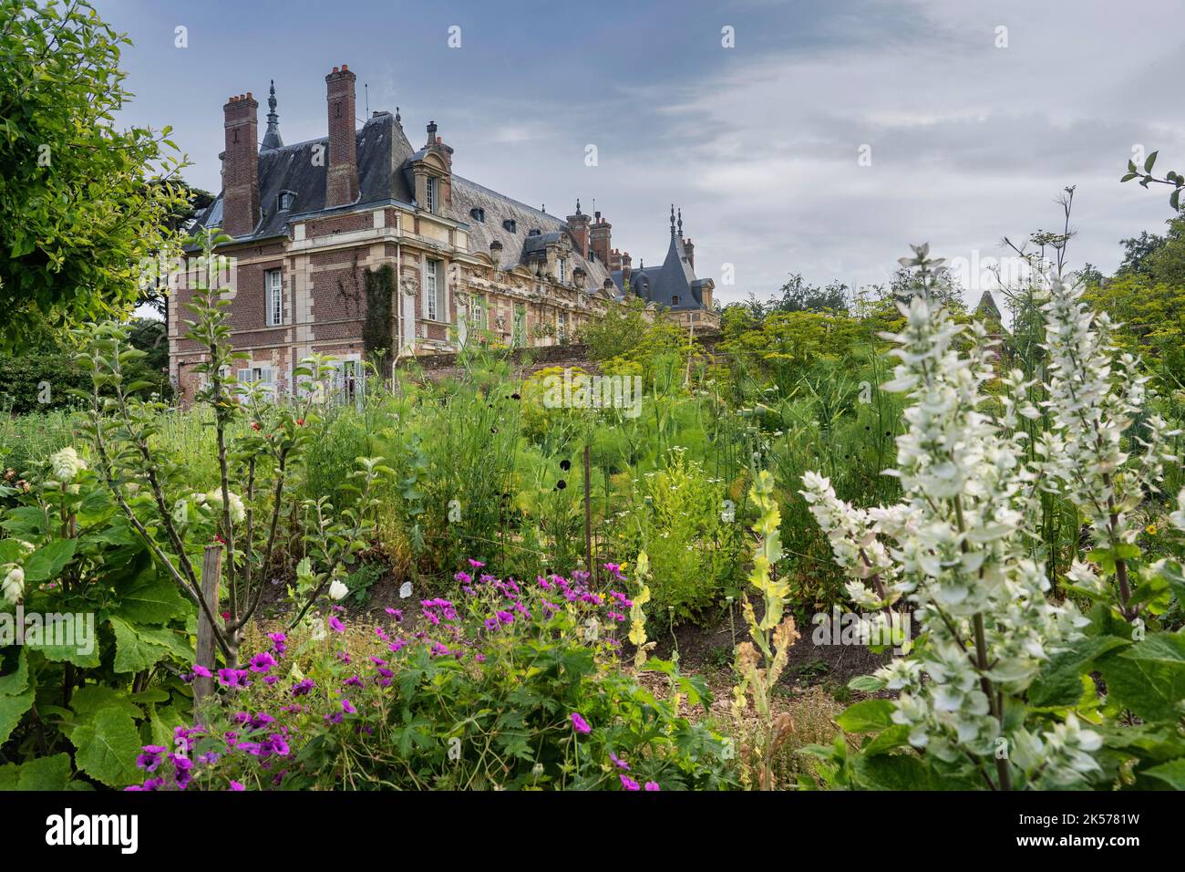 Frankreich, seine Maritime, Tourville sur Arques, Schloss Miromesnil, Geburtsort von Guy de Maupassant, bemerkenswerter Gemüsegarten Stockfoto