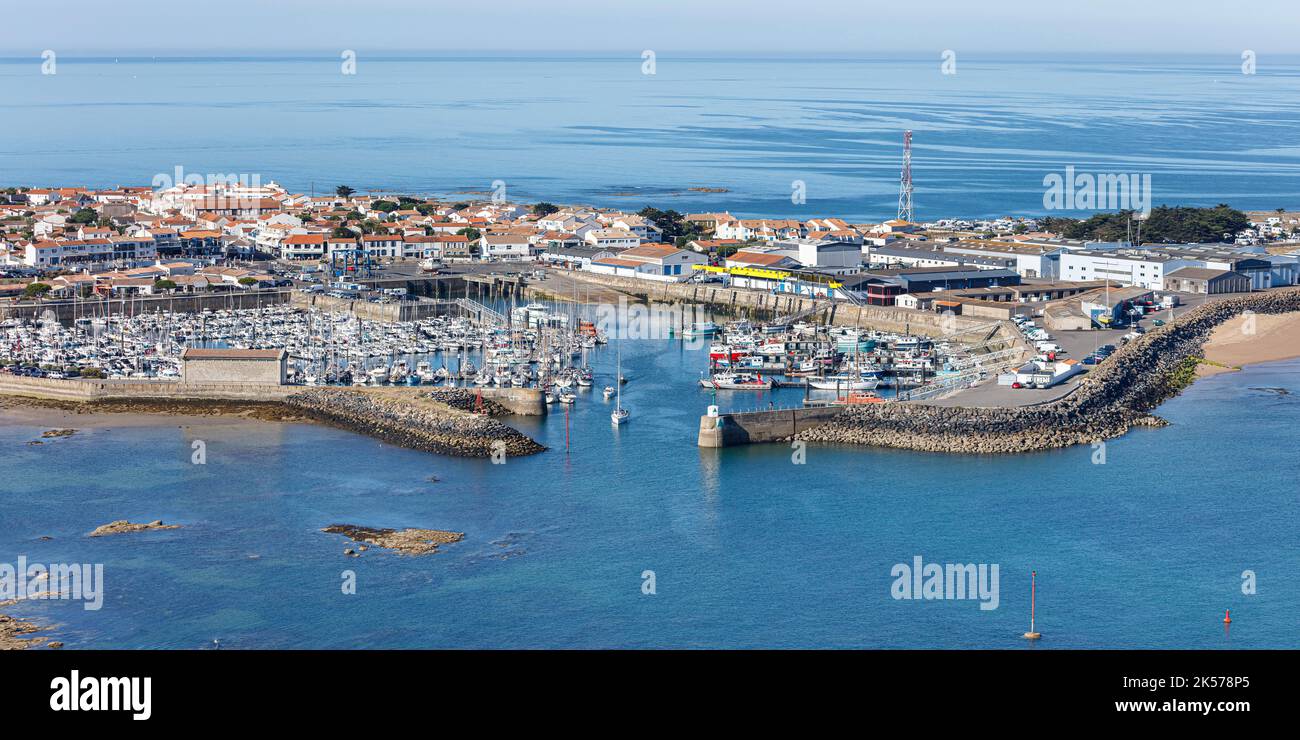 Frankreich, Vendee, L'Herbaudiese, der Hafen (Luftaufnahme) Stockfoto
