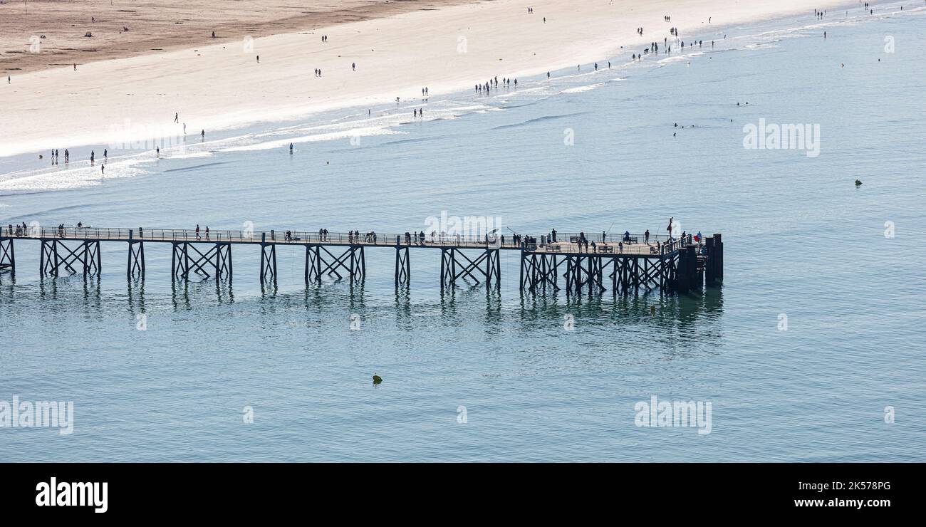 Frankreich, Vendee, St Jean de Monts, der hölzerne Pier (Luftaufnahme) Stockfoto