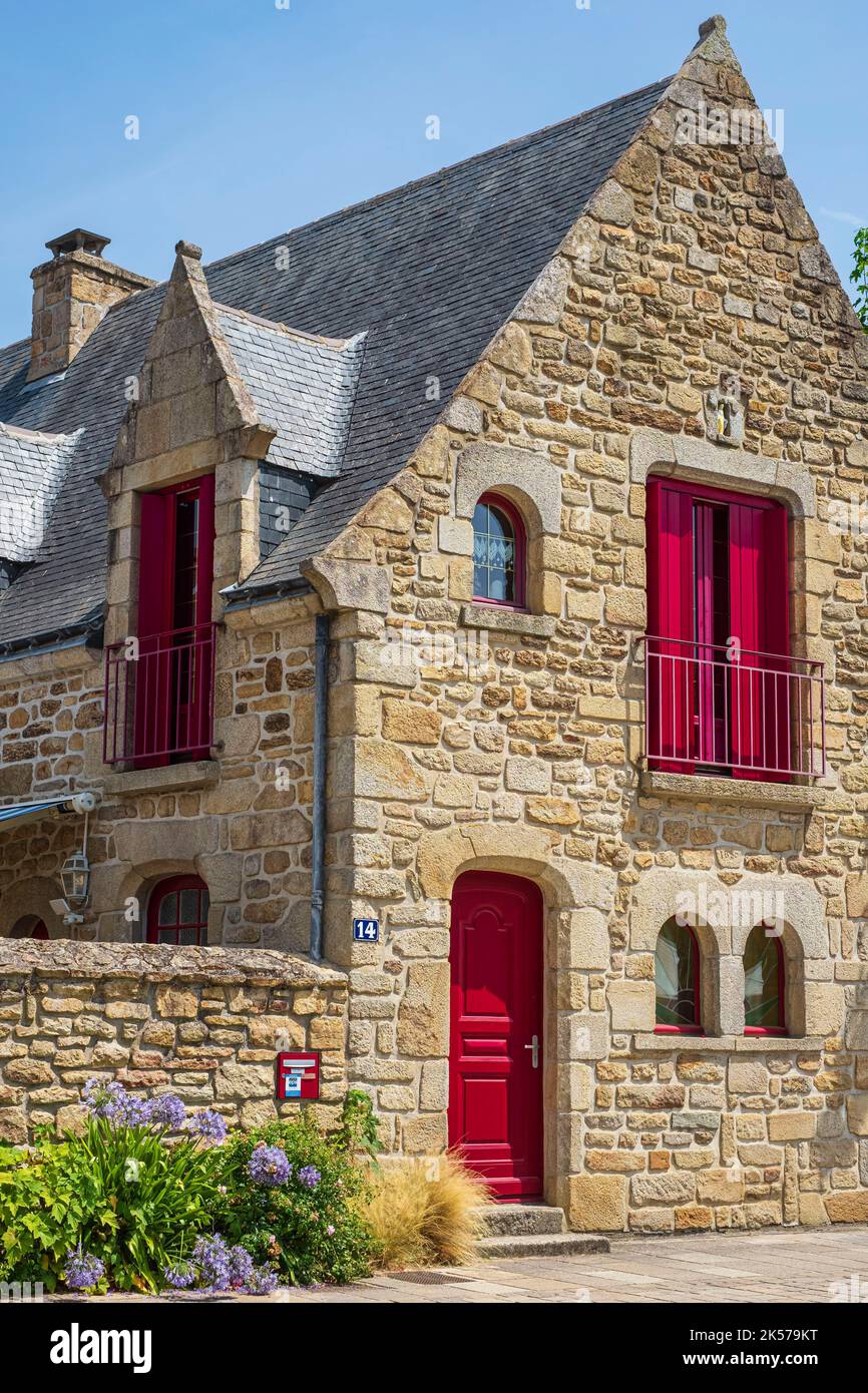 Frankreich, Morbihan, Auray, Hafen Saint-Goustan, traditionelles Steinhaus am Küstenwanderweg oder Fernwanderweg GR 34 Stockfoto