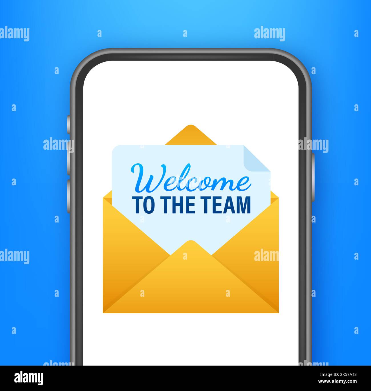 Icon mit Willkommensteam für Banner-Design. Vektorbanner für die Geschäftskommunikation. Zeichentrickschrift. Stock Vektor