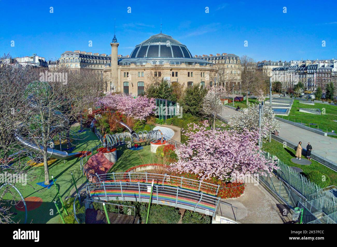 Frankreich, Paris, Forum des Halles, Nelson Mandela Garden und die Bourse du Commerce Pinault Sammlung Stockfoto