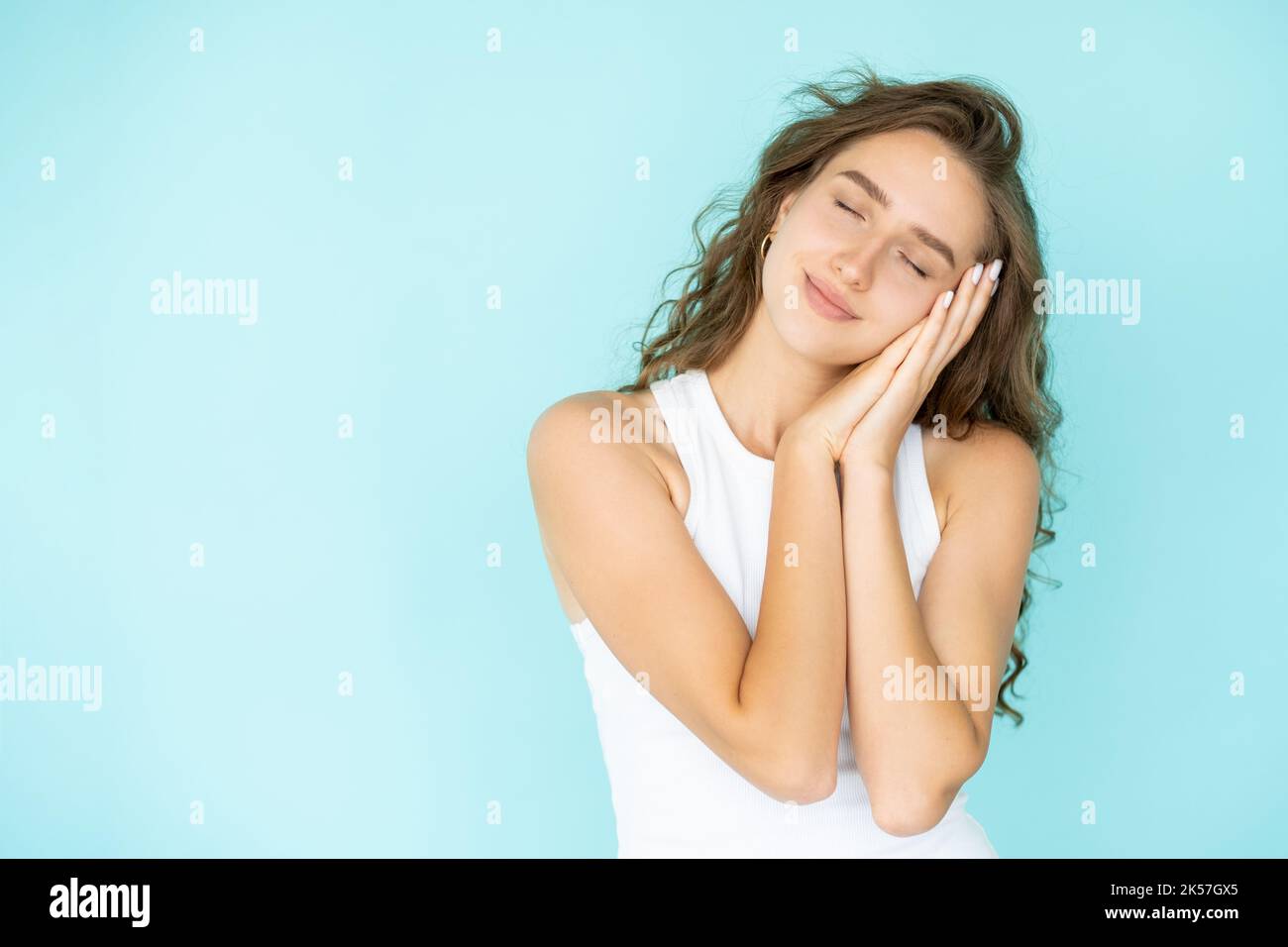 Süße Träume zufrieden Frau Komfort Schlaf schön Stockfoto