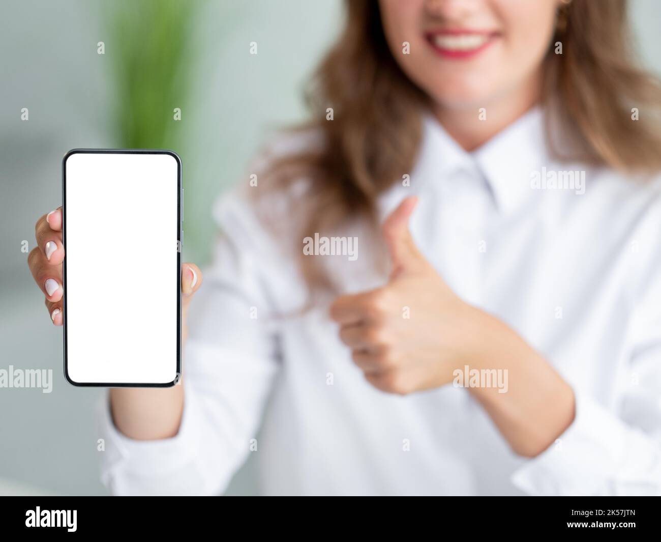 Wie Geste Büro Frau mobile Anwendung Stockfoto