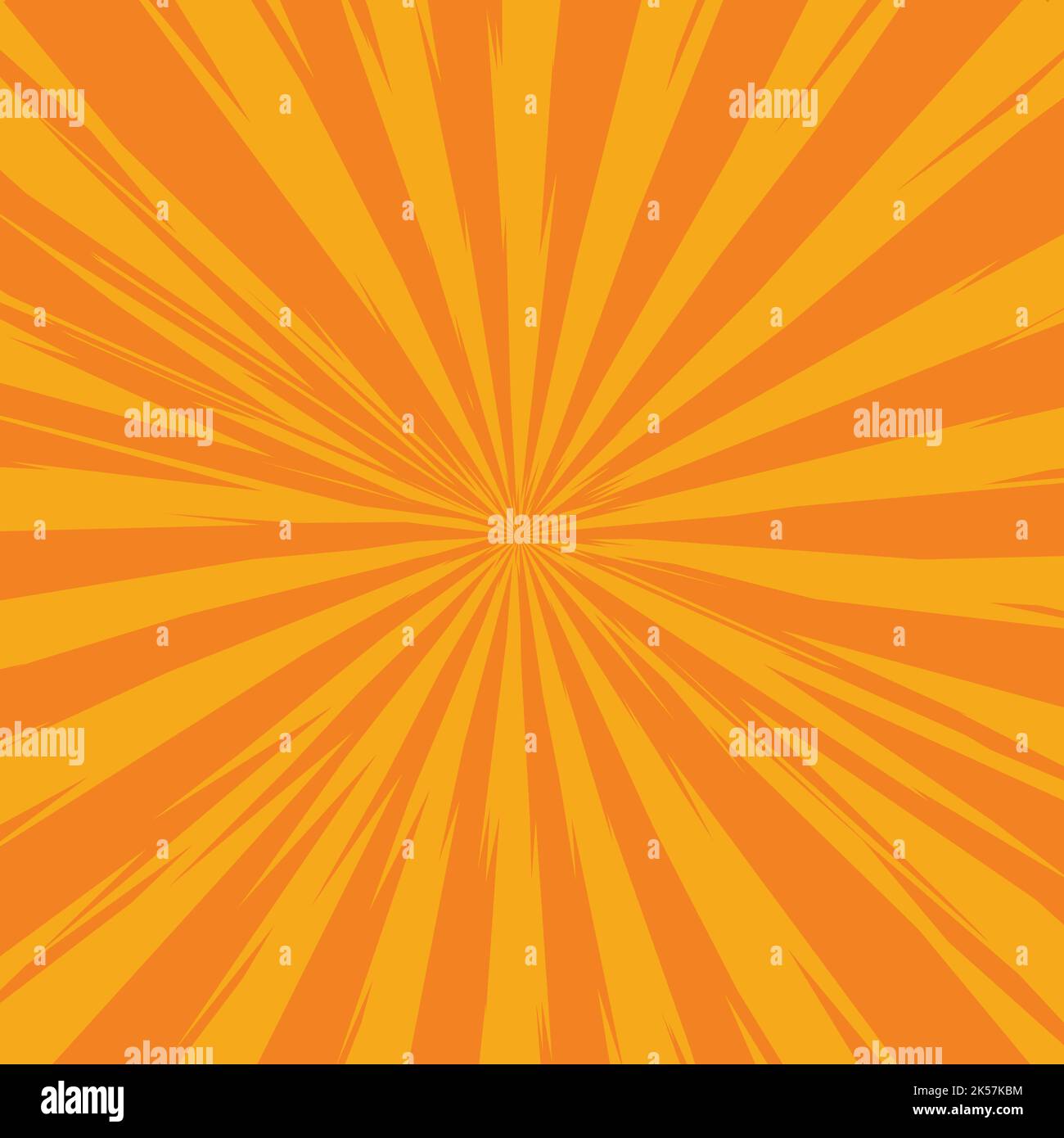 Pop Art radial bunte Comics Buch Magazin Cover. Gestreifter digitaler Hintergrund in Gelb und Orange. Cartoon lustige Retro-Muster Streifen verspotten. Vektor Stock Vektor