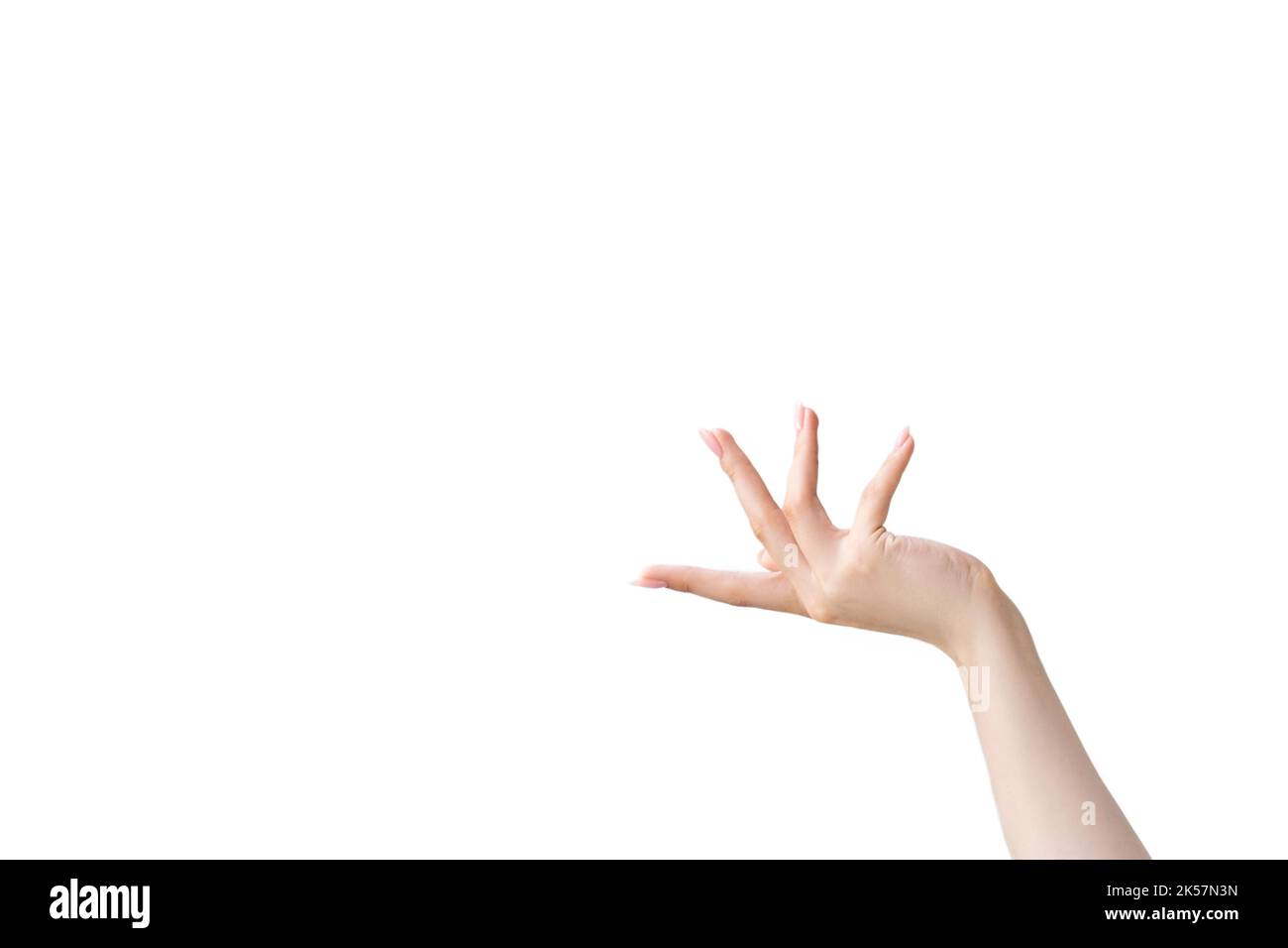 Werbung Hand Produktpräsentation Finger Stockfoto