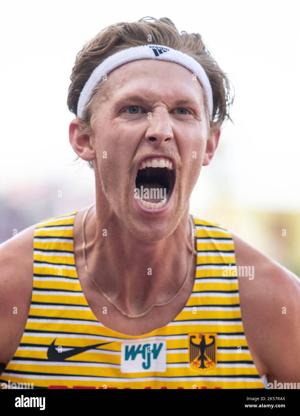 Sam Parsons aus Deutschland tritt am 21.. Juli 202 in den 5000m Läufen der Männer bei den Leichtathletik-Weltmeisterschaften in Hayward Field, Eugene, Oregon, USA, an Stockfoto