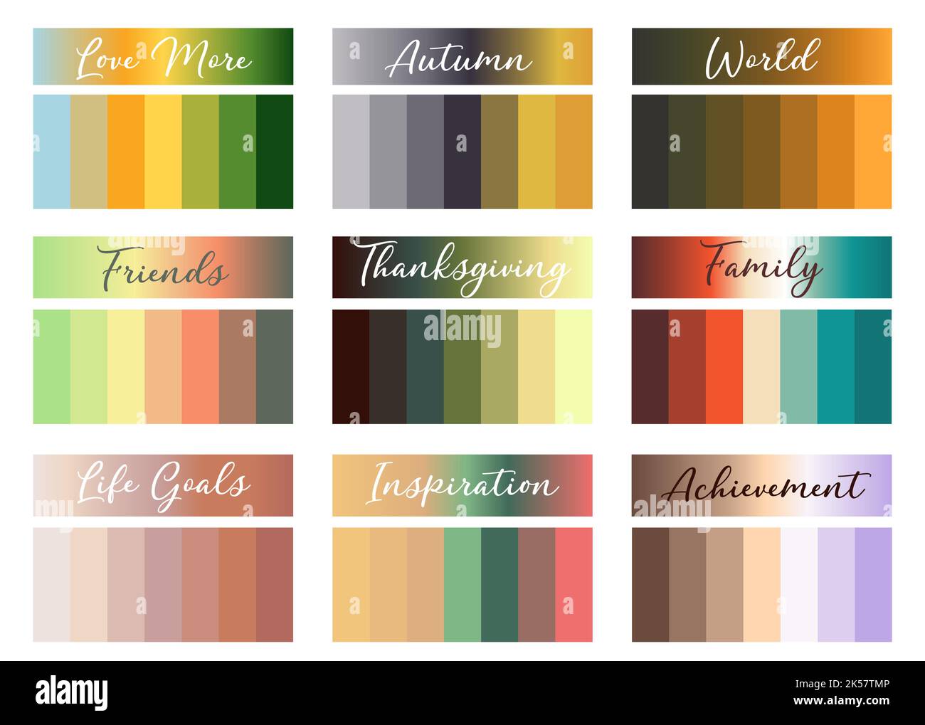 Trendige Farbpalette - Herbst, für App, Seite, Illustration, Herbst-Vektor-Verläufe. Stock Vektor