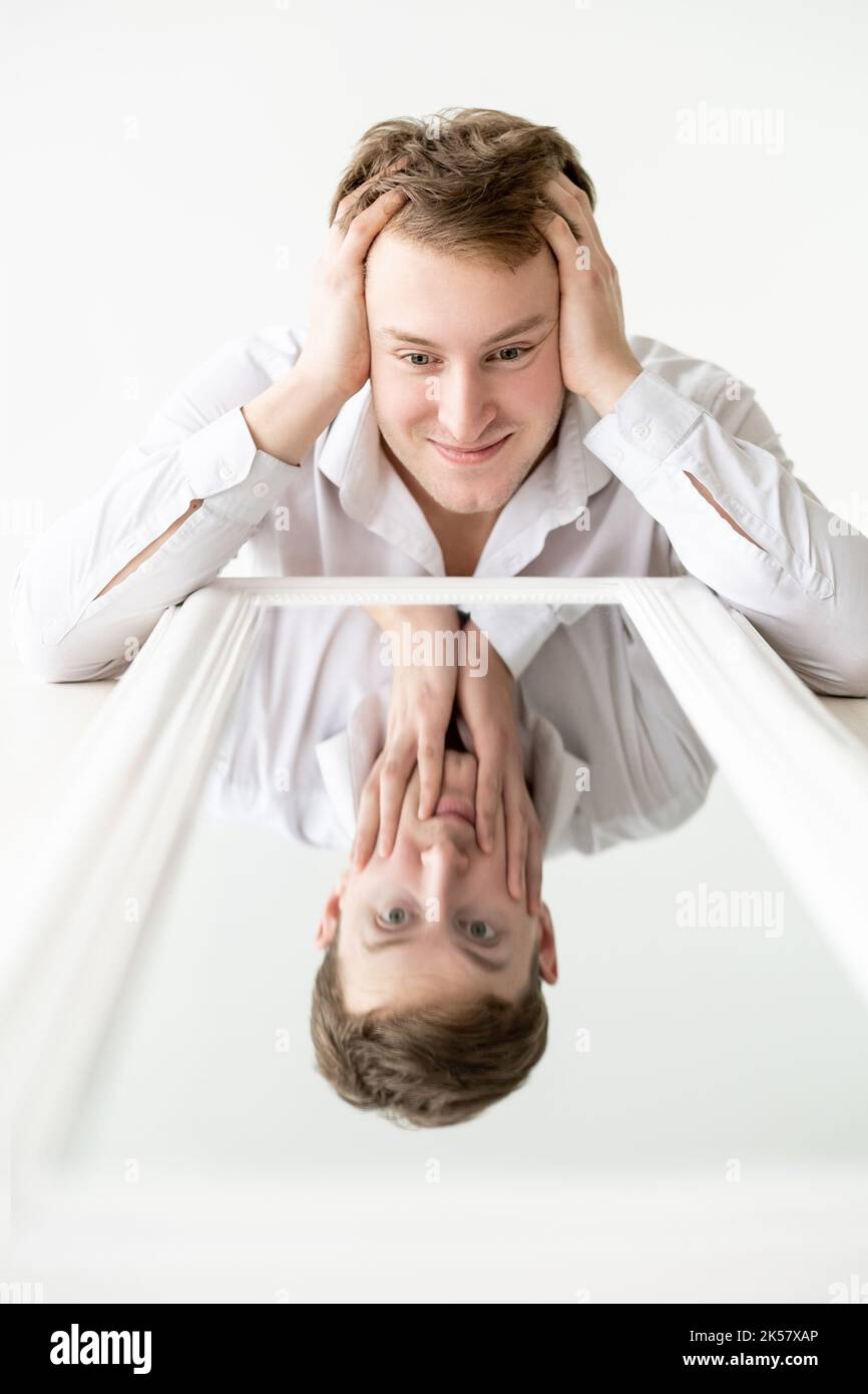 Bipolare Mann Panik Prokrastination Psychologie Stockfoto