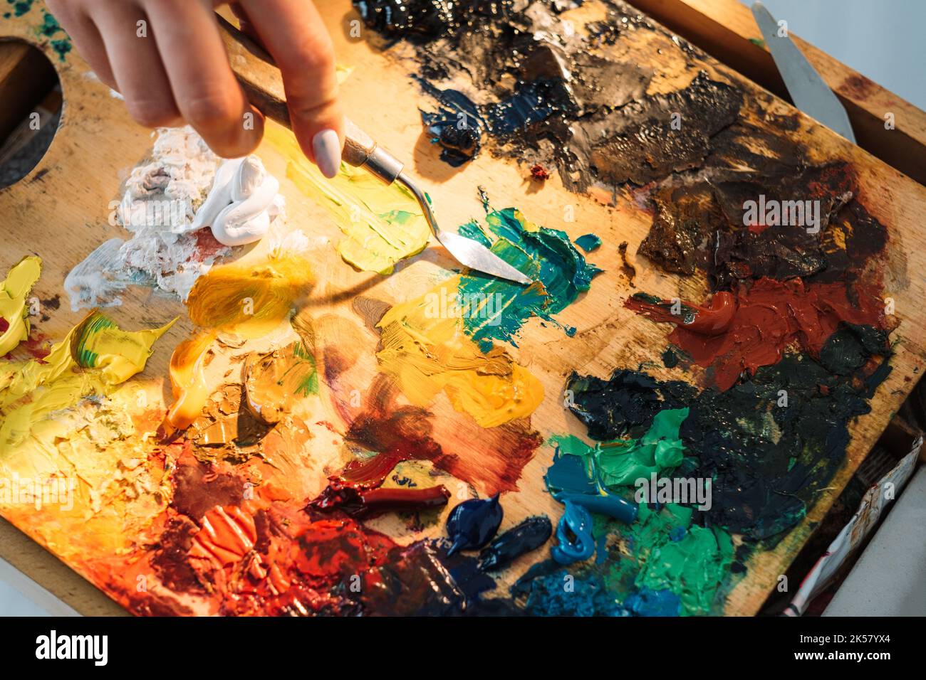 Künstler liefert Malerei Kunst Hand malen Palette Stockfoto