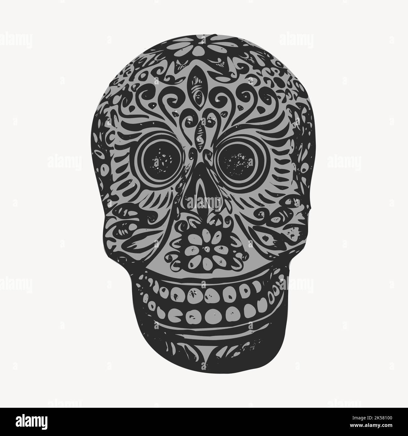 Tag der Toten, Jahrgang, mexikanische Kultur, Schädel, Maske, Antike, Kunst, Kunst, Schwarzweiß, bw, Feier Stock Vektor