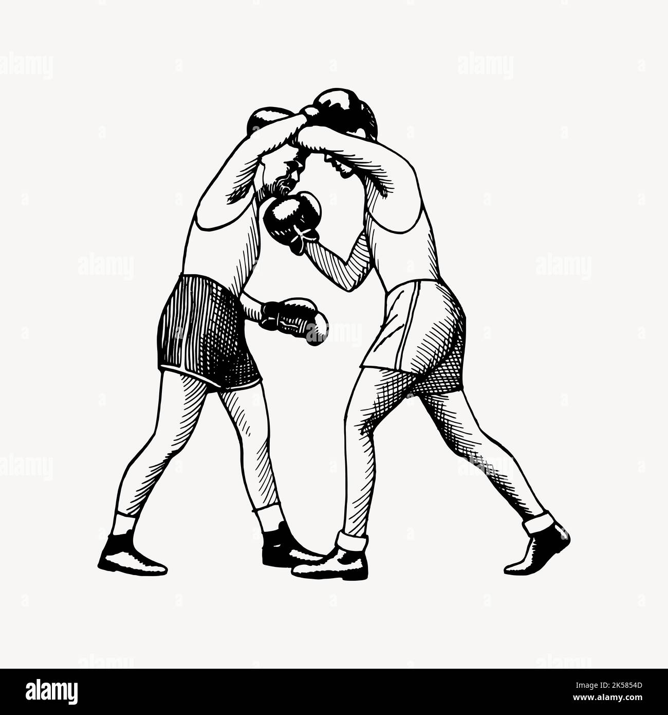 Vintage Boxer kämpfen Zeichnung Cliparts, Sport handgezeichnete Illustration Vektor. Stock Vektor