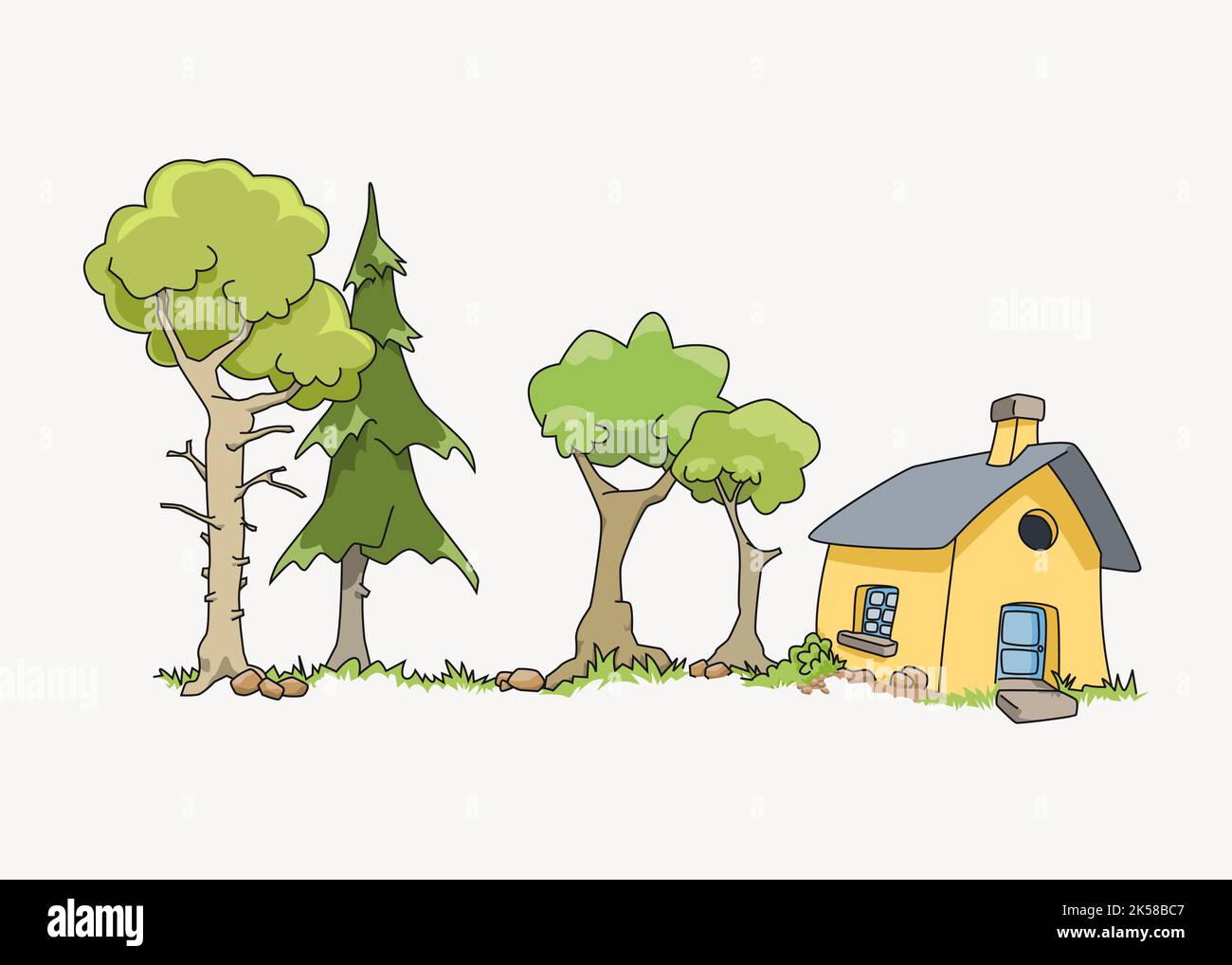 Haus im Wald Cliparts, Cartoon Illustration Vektor