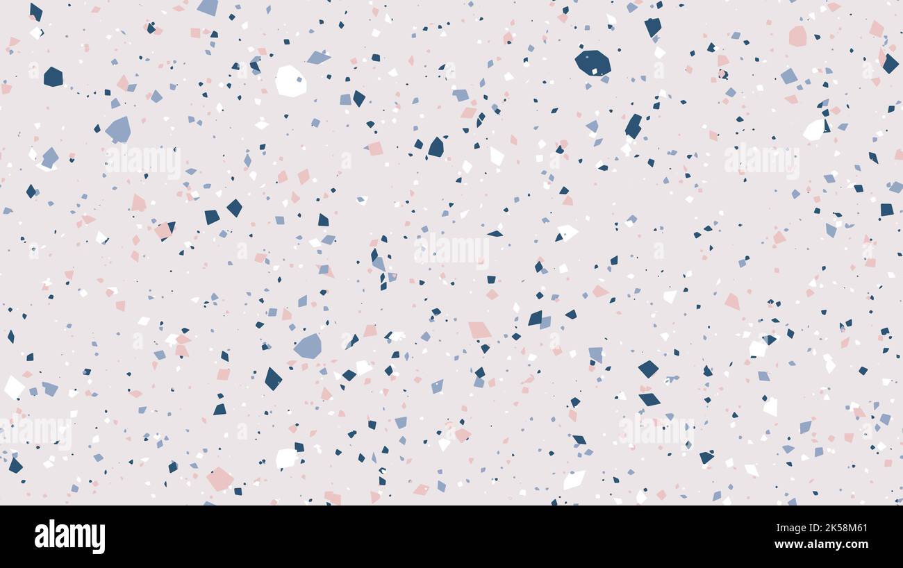 Terrazzo-Nahtloses Muster. Sich wiederholende Bodenstruktur. Pastell Mosaik Hintergrund. Trendige Oberflächen- und Textildesign. Vektor Stock Vektor