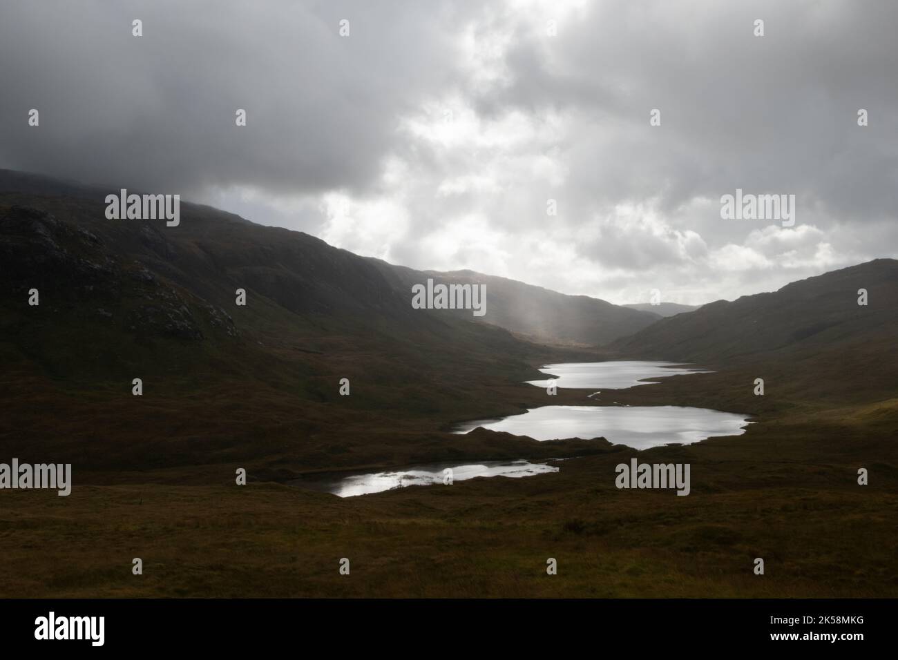 Drei Lochs in Glen More, Isle of Mull, Argyll and Bute, Schottland, Großbritannien Stockfoto