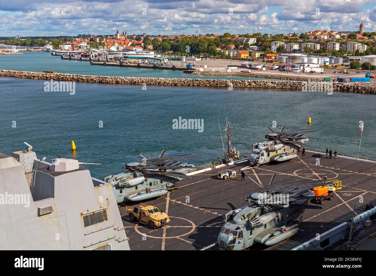 USS Arlington, Visby Port, Gotland, Schweden Stockfoto