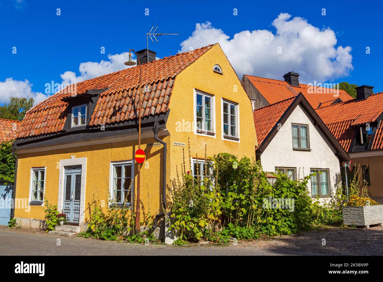 Häuser auf Helge Ands Plan, Visby City, Gotland, Schweden Stockfoto