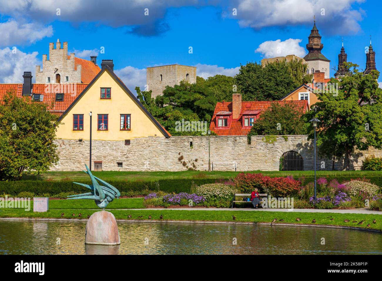 Almedalen Park, Visby City, Gotland, Schweden Stockfoto