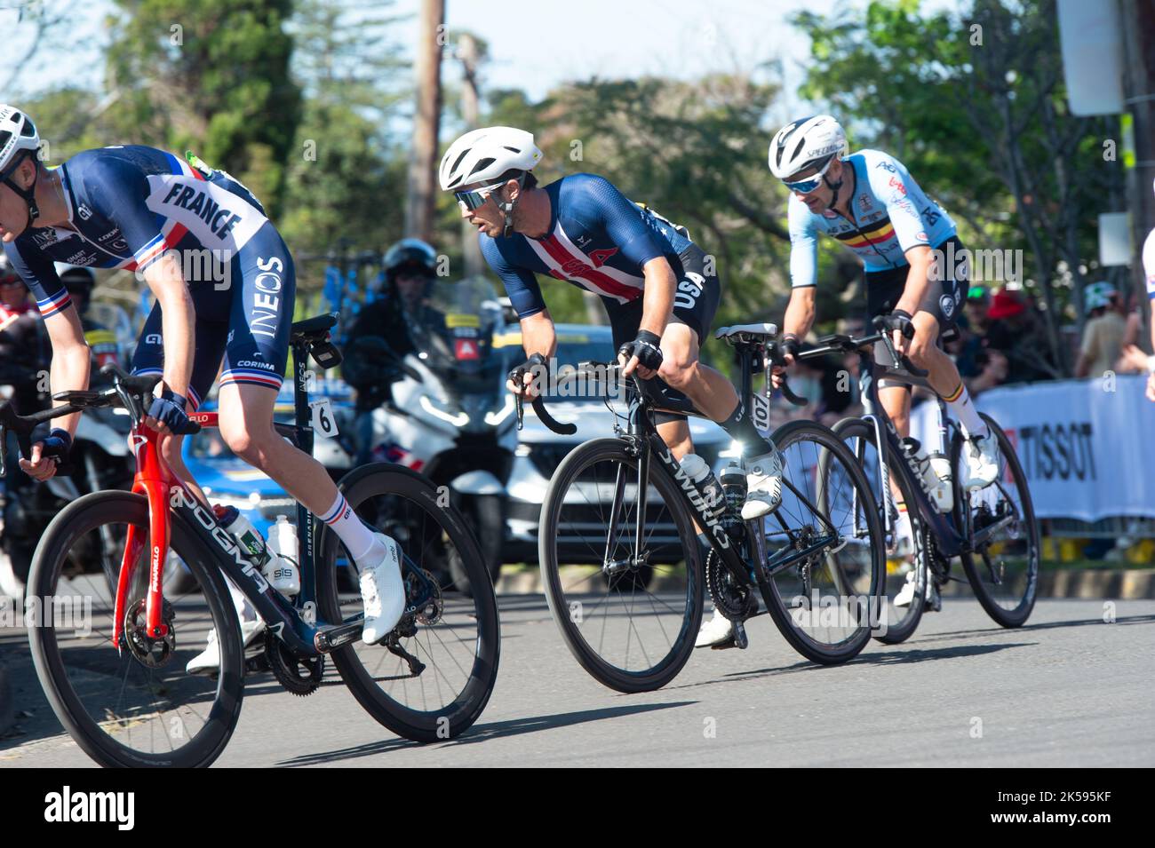 Scott McGill von der US-Radmannschaft während des Elite Men's Road Race, 2022 UCI Road Cycling World Championships, Wollongong, Australien Stockfoto