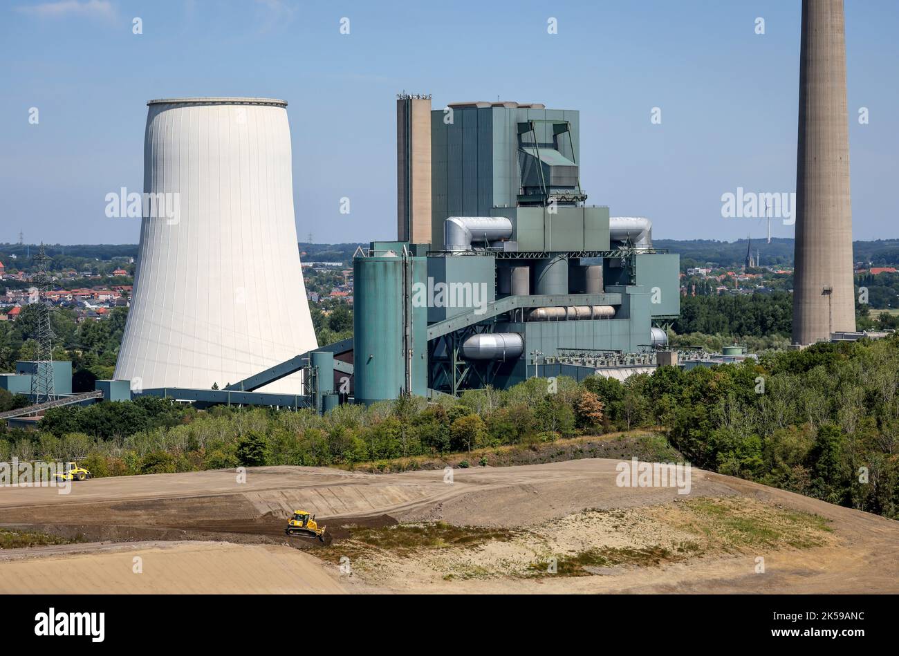 03.08.2022, Deutschland, Nordrhein-Westfalen, Bergkamen - Steag Kraftwerk Bergkamen, Kohlekraftwerk. Im Jahr 1981 wurde das Kraftwerk auf der Datteln- Stockfoto
