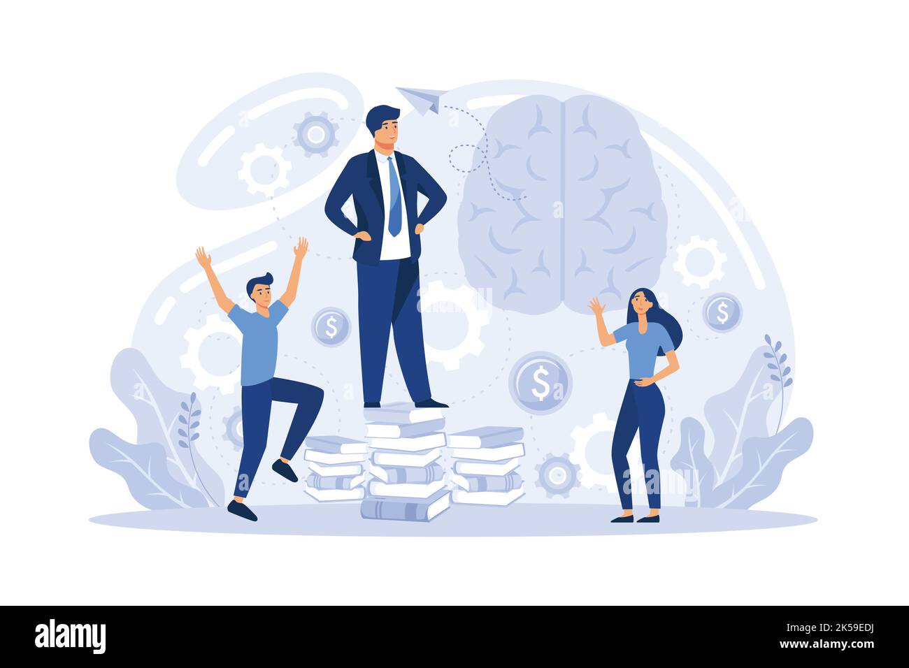 Intellektuelles Kapital, Wirtschaftswachstum und Entwicklung, Börsendaten Grafiken für statistische und Geschäftsdaten, Gewinnsteigerung, Investitionsgesetz Stock Vektor