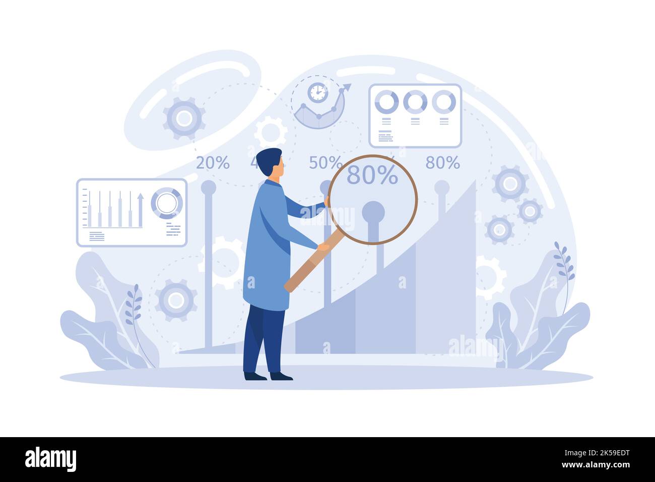 Intellektuelles Kapital, Wirtschaftswachstum und Entwicklung, Börsendaten Grafiken für statistische und Geschäftsdaten, Gewinnsteigerung, Investitionsgesetz Stock Vektor