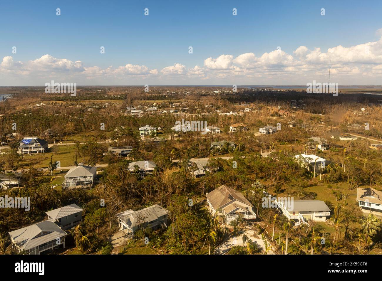 Luftaufnahmen aus der Nähe von Fort Myers, Florida. (USA Foto der Armee-Nationalgarde von Sgt. Jovi Prevot) Stockfoto