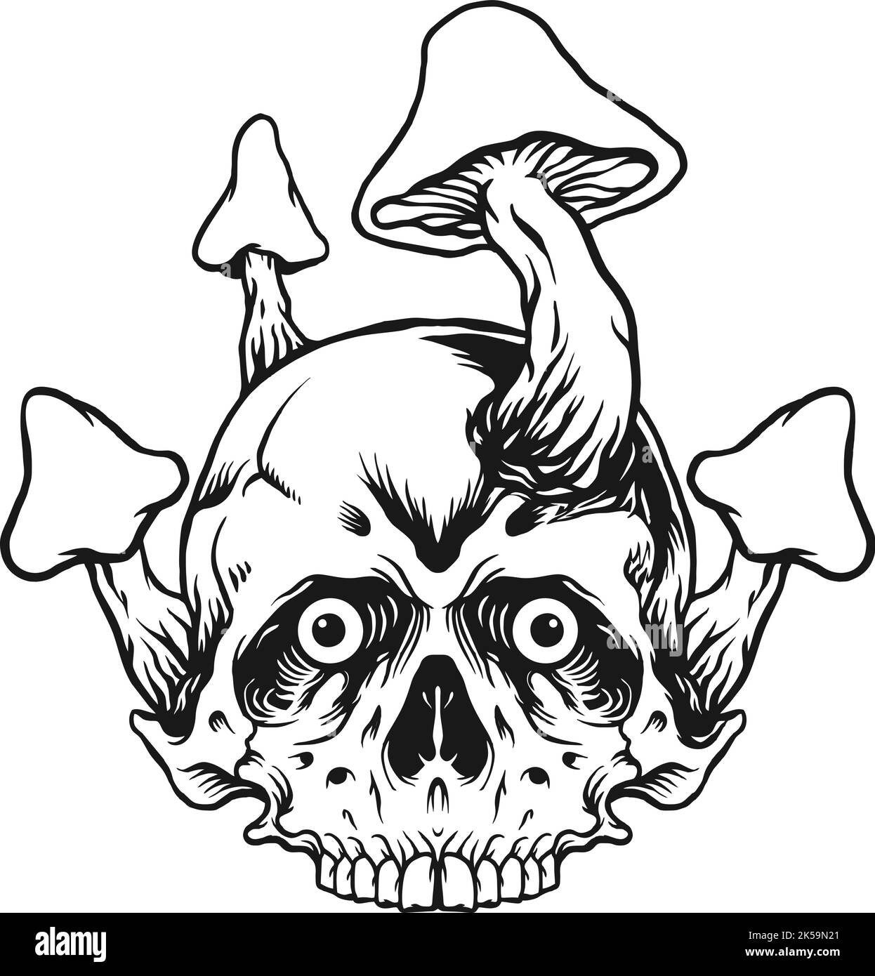 Pilz Skull Silhouette Clipart Vektor Illustrationen für Ihre Arbeit Logo, Maskottchen Merchandise T-Shirt, Aufkleber und Label-Designs, Poster Stock Vektor