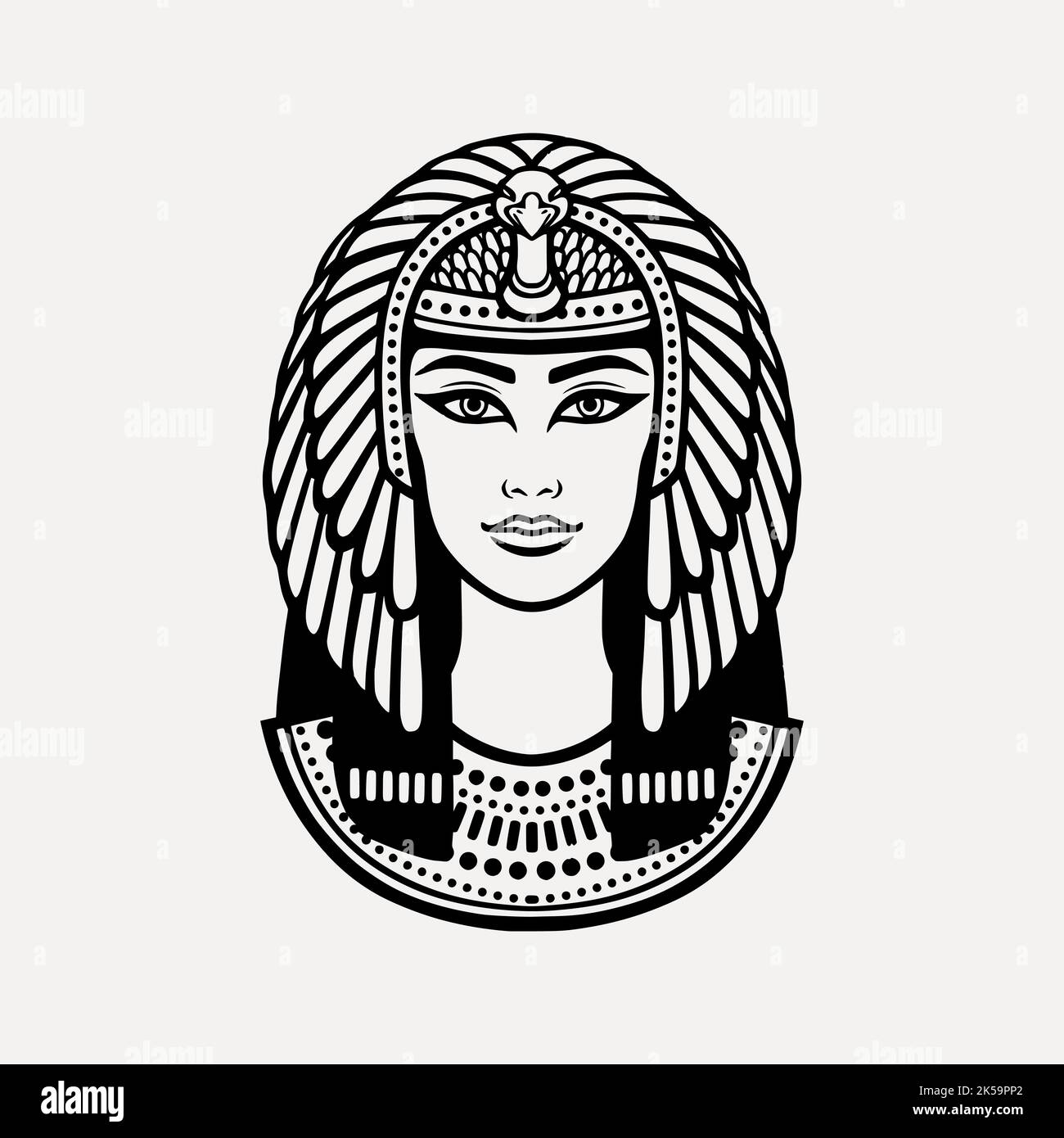 Kopf der Cleopatra Cliparts, Zeichnung Illustration Vektor. Stock Vektor